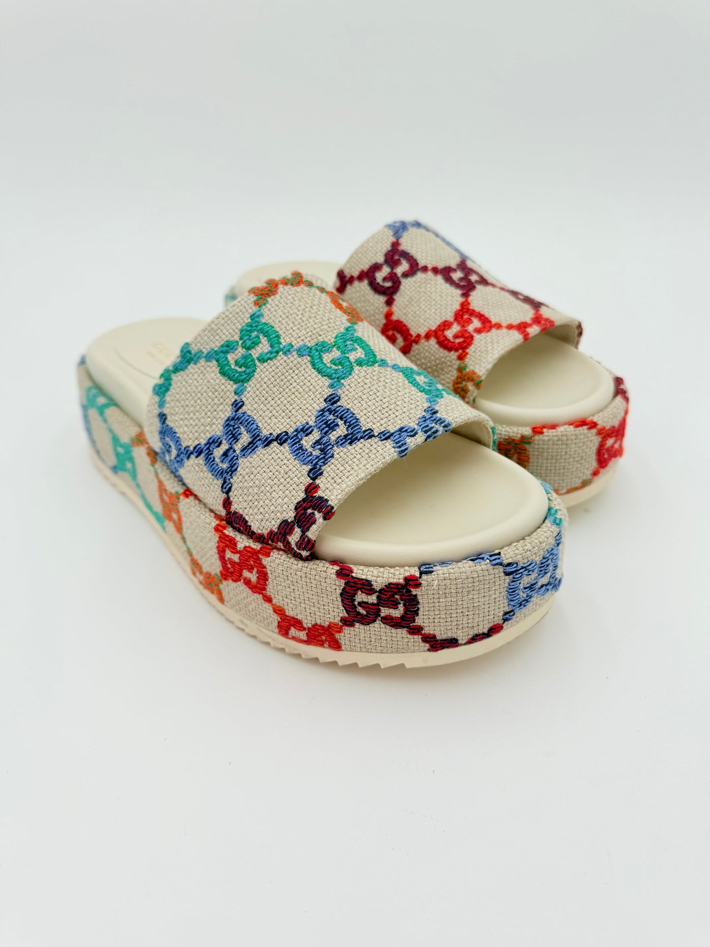 Sandals Luxury Designer By Gucci In Multi, Size:8.5