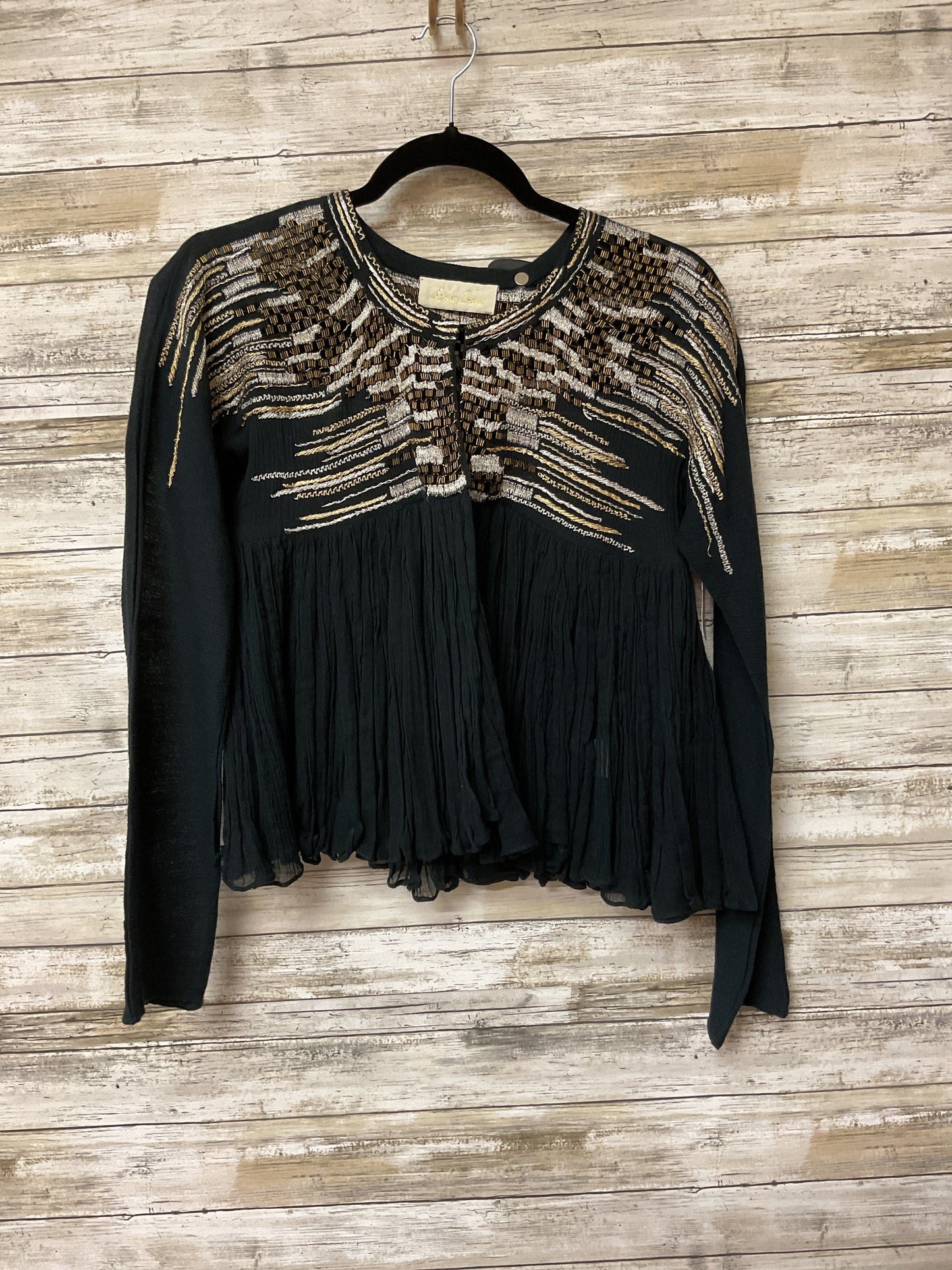 Cardigan By Clothes Mentor In Black & Gold, Size:S