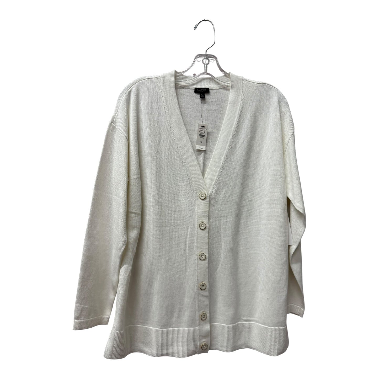 Sweater Cardigan By Talbots In White, Size:Lp