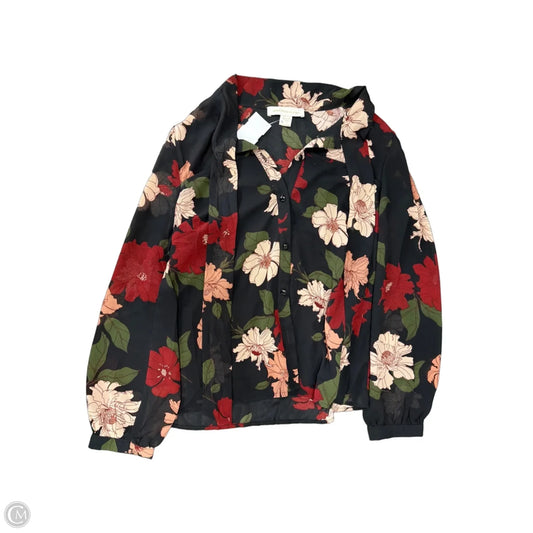 Top Long Sleeve By Monteau In Floral Print, Size: S