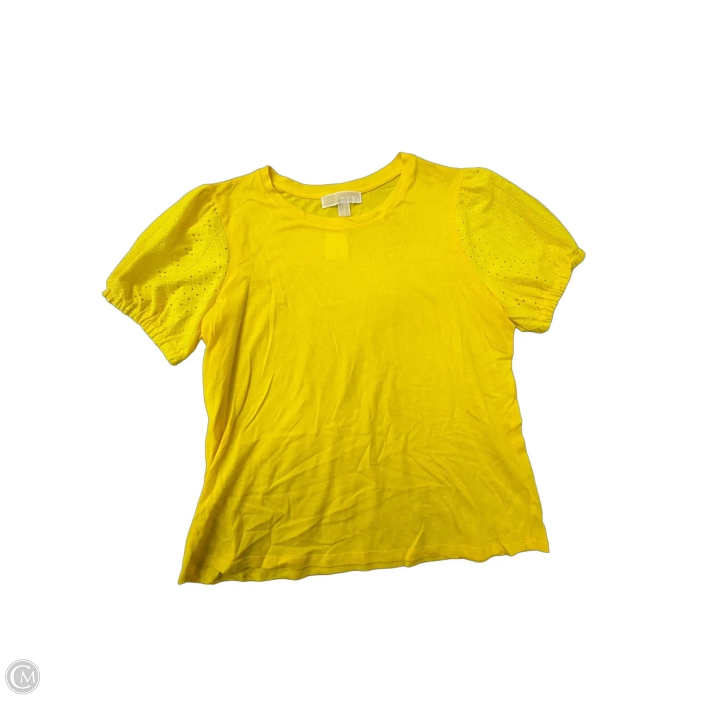 Top Short Sleeve Designer By Michael Kors In Yellow, Size: L