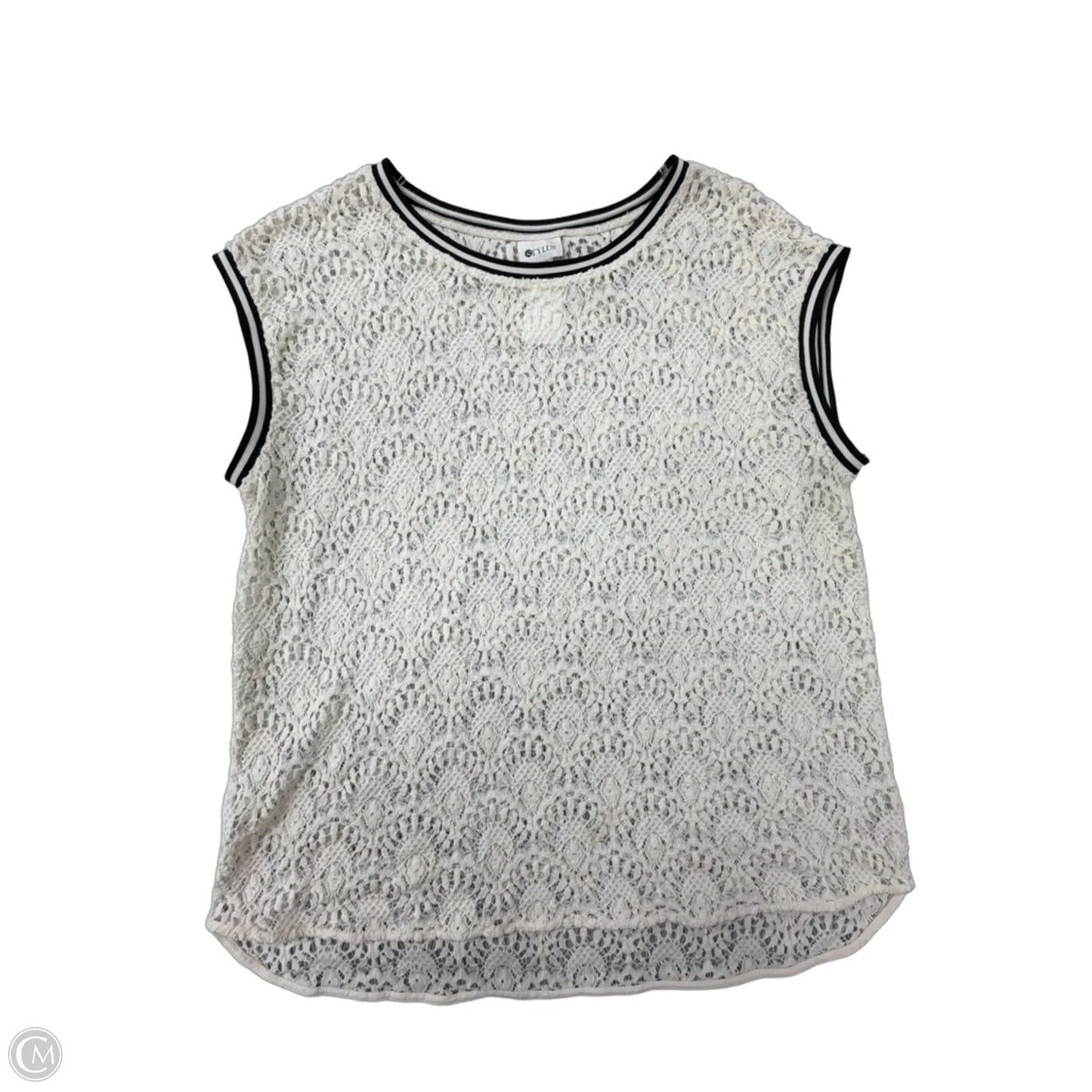 Sweater Short Sleeve By Stylus In Cream, Size: Xl
