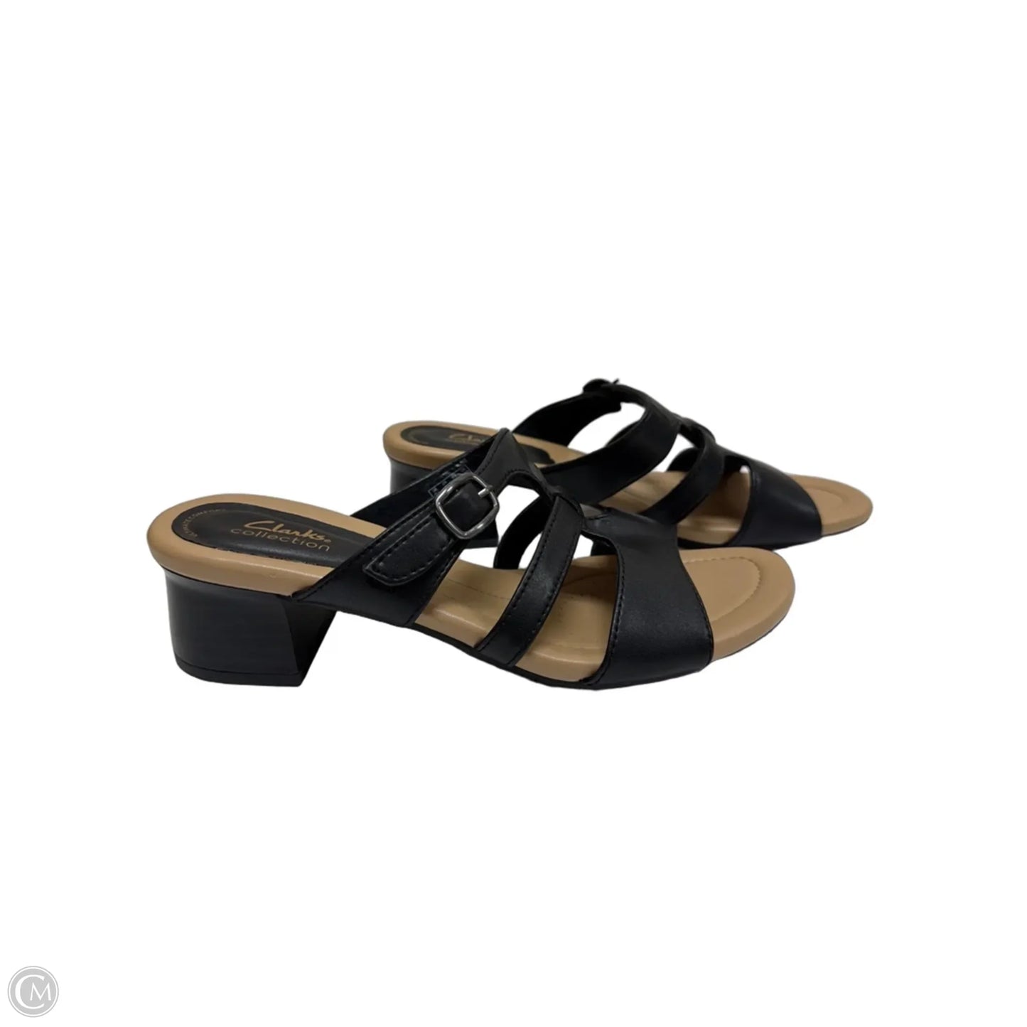 Sandals Heels Block By Clarks In Black, Size: 8