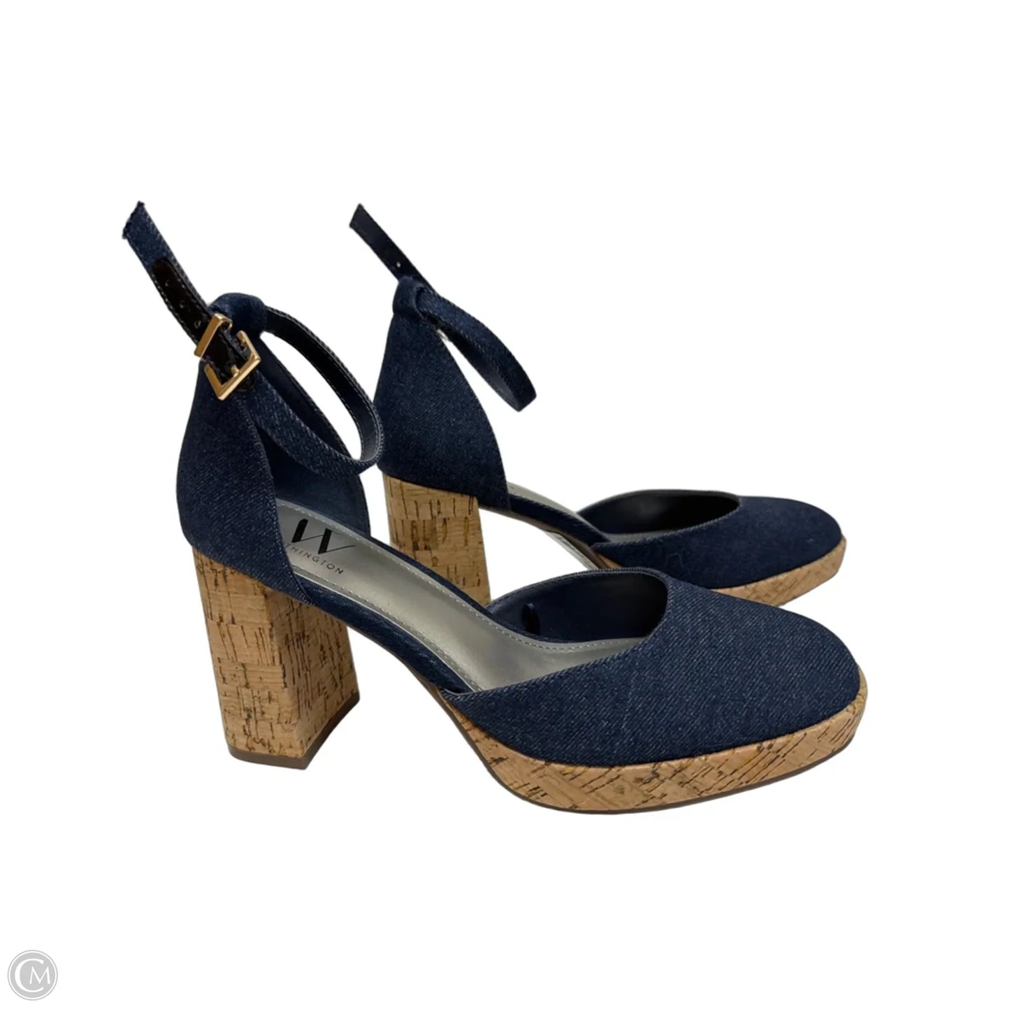 Sandals Heels Block By Falls Creek In Blue Denim, Size: 7