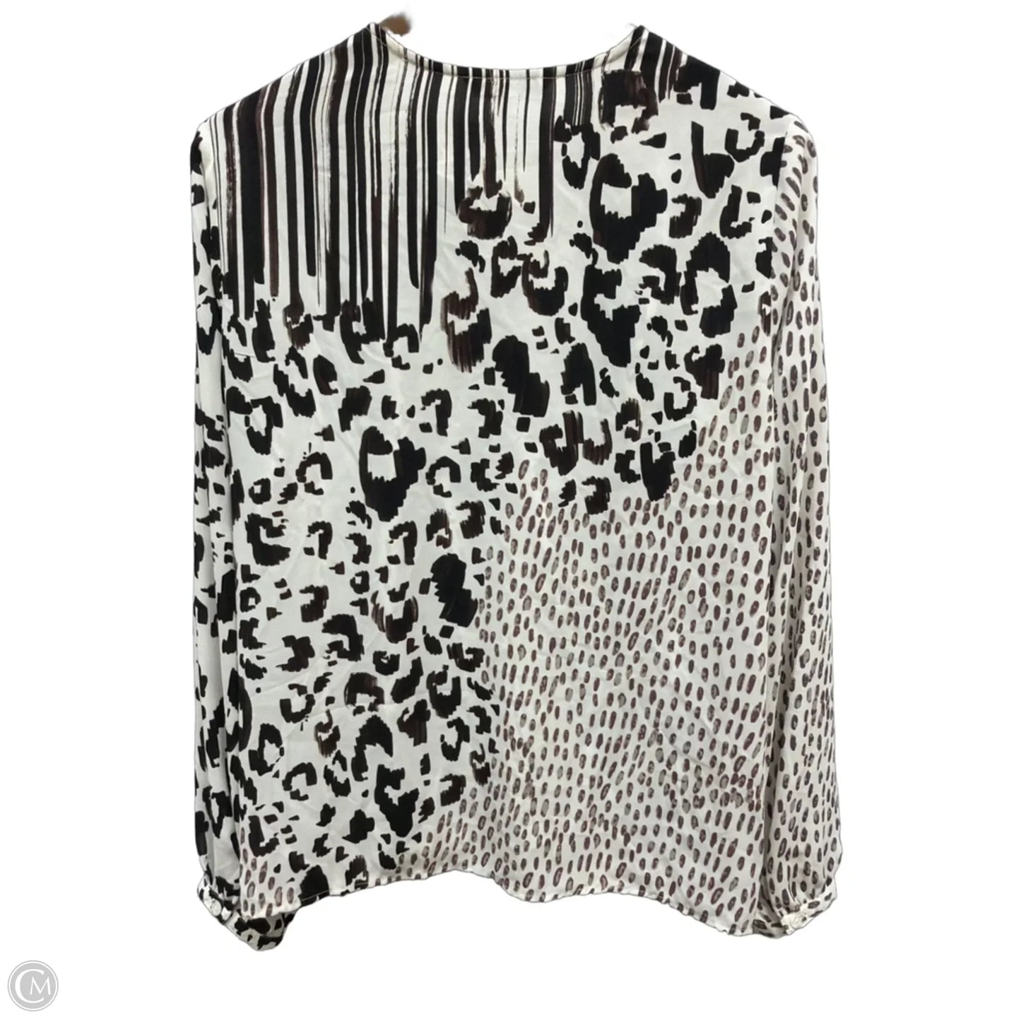 Top Long Sleeve By Cabi In Brown & White, Size: L
