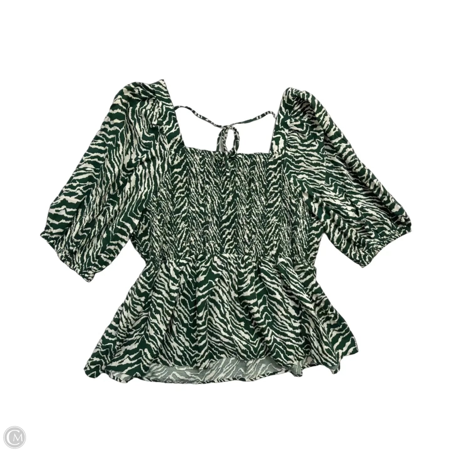 Tunic 3/4 Sleeve By Ava & Viv In Green & White, Size: 4x
