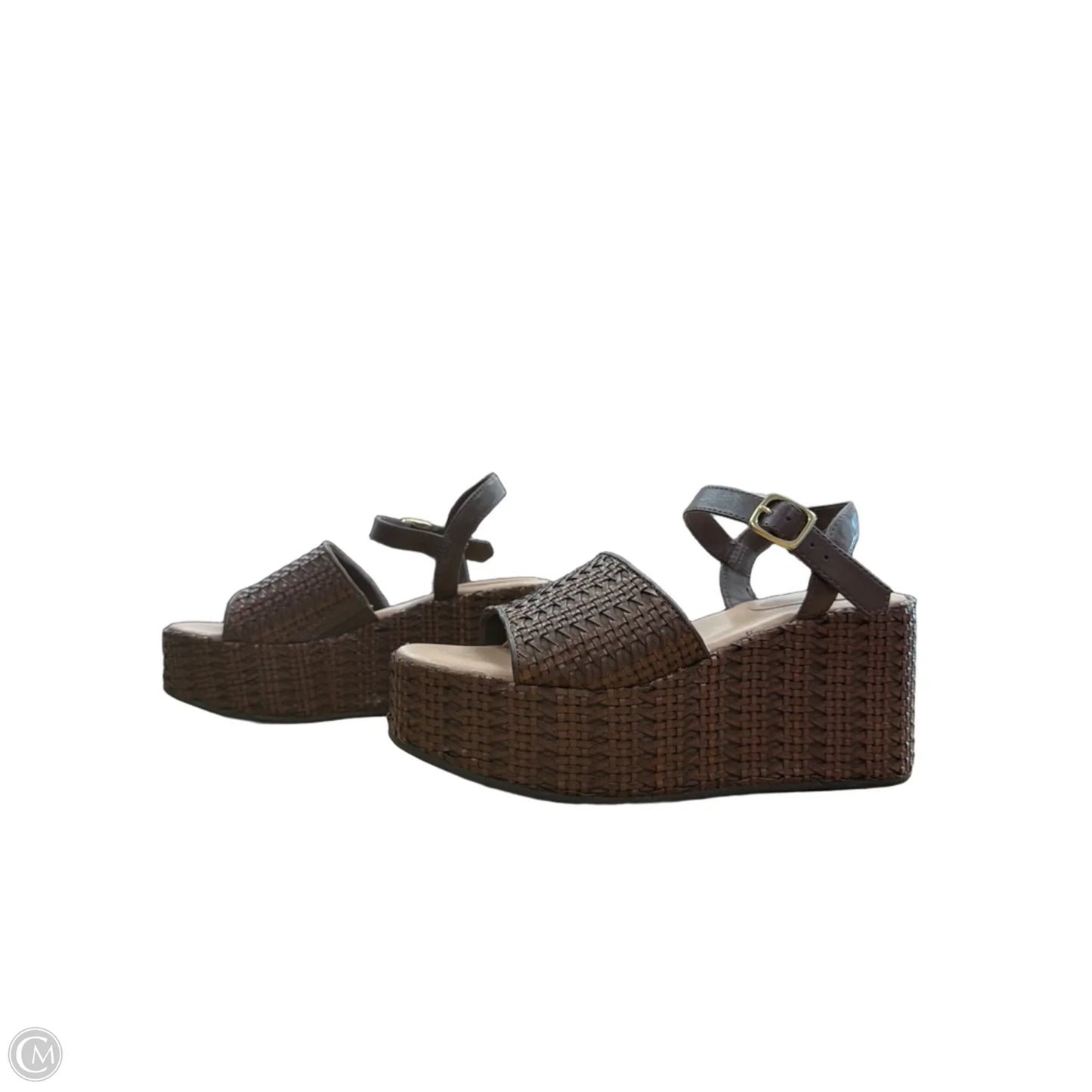 Sandals Heels Wedge By Time And Tru In Brown, Size: 8
