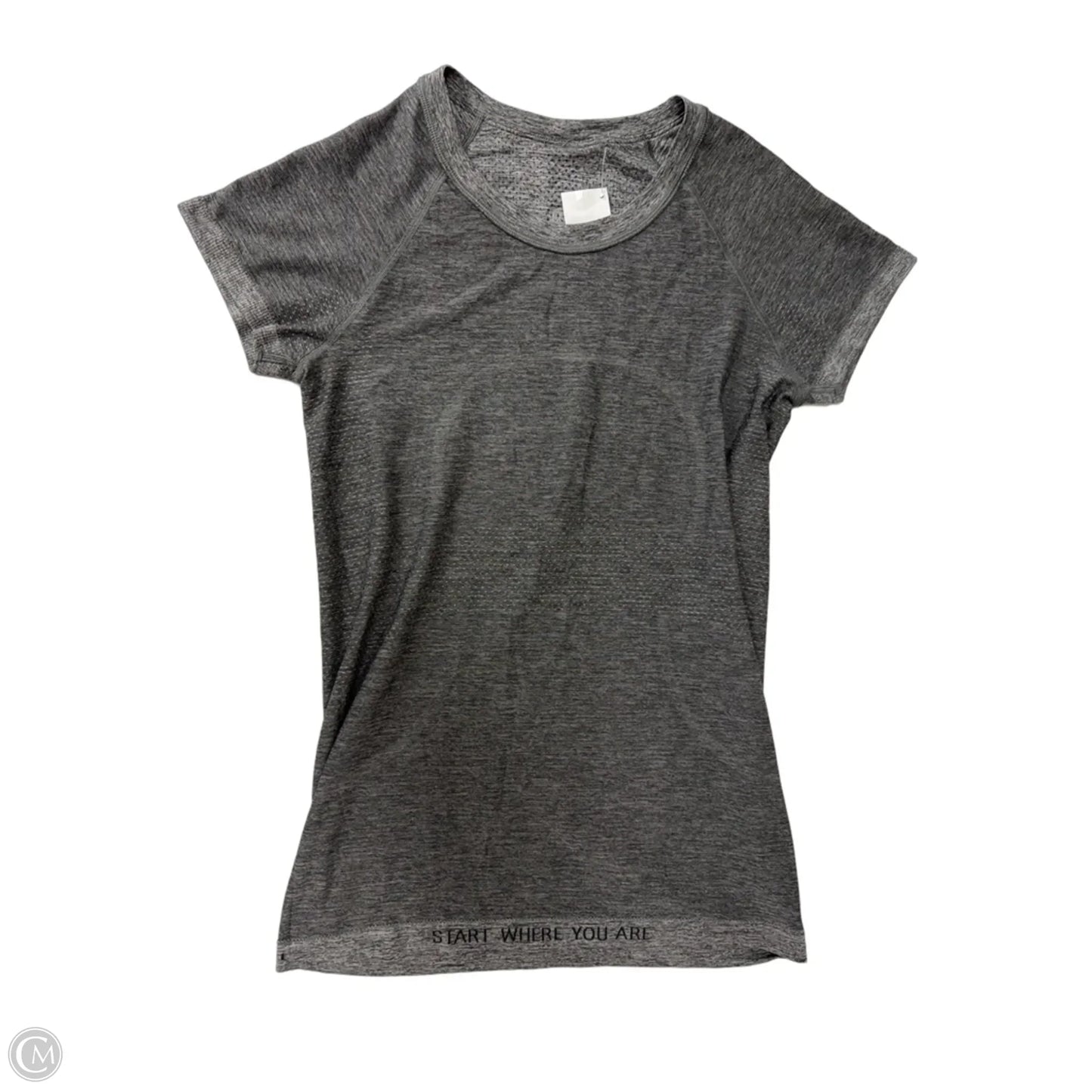Athletic Top Short Sleeve By Lululemon In Grey, Size: M