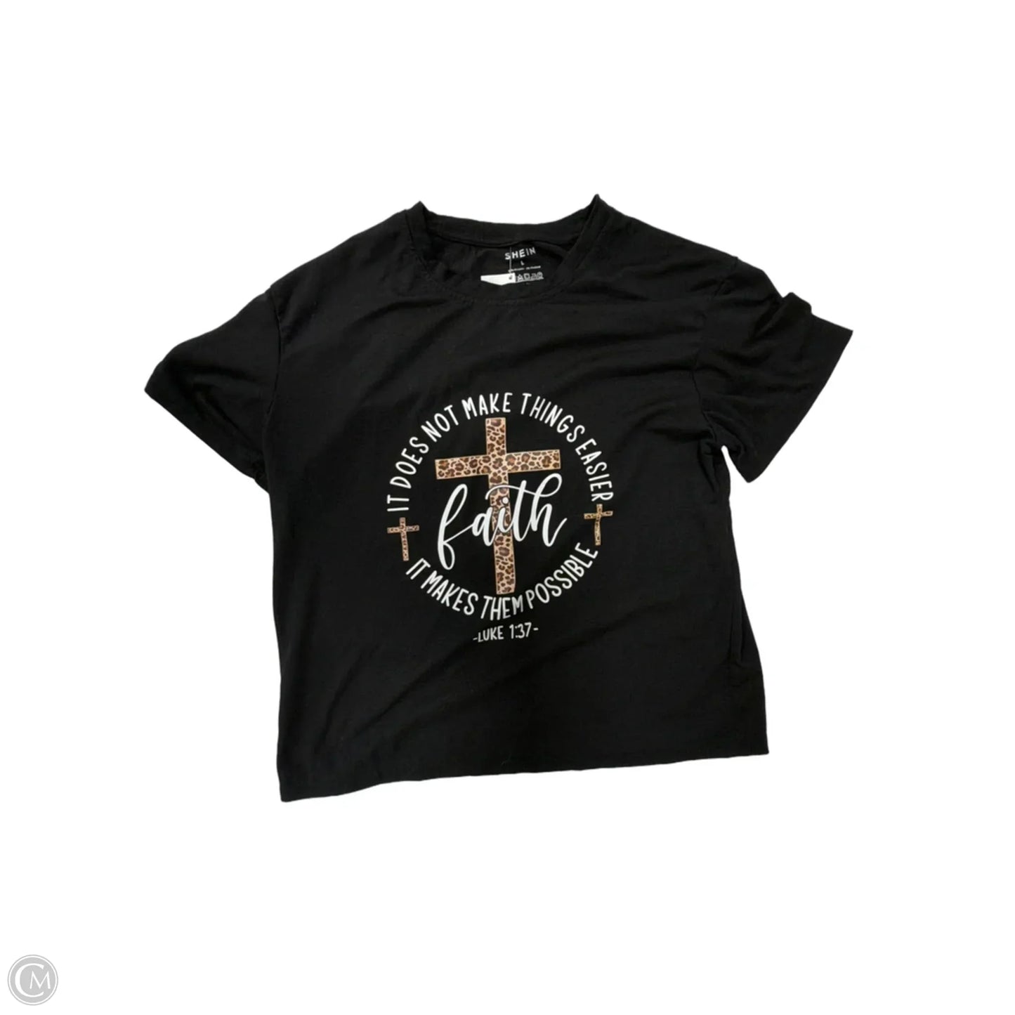 Top Short Sleeve Basic By Shein In Black, Size: L