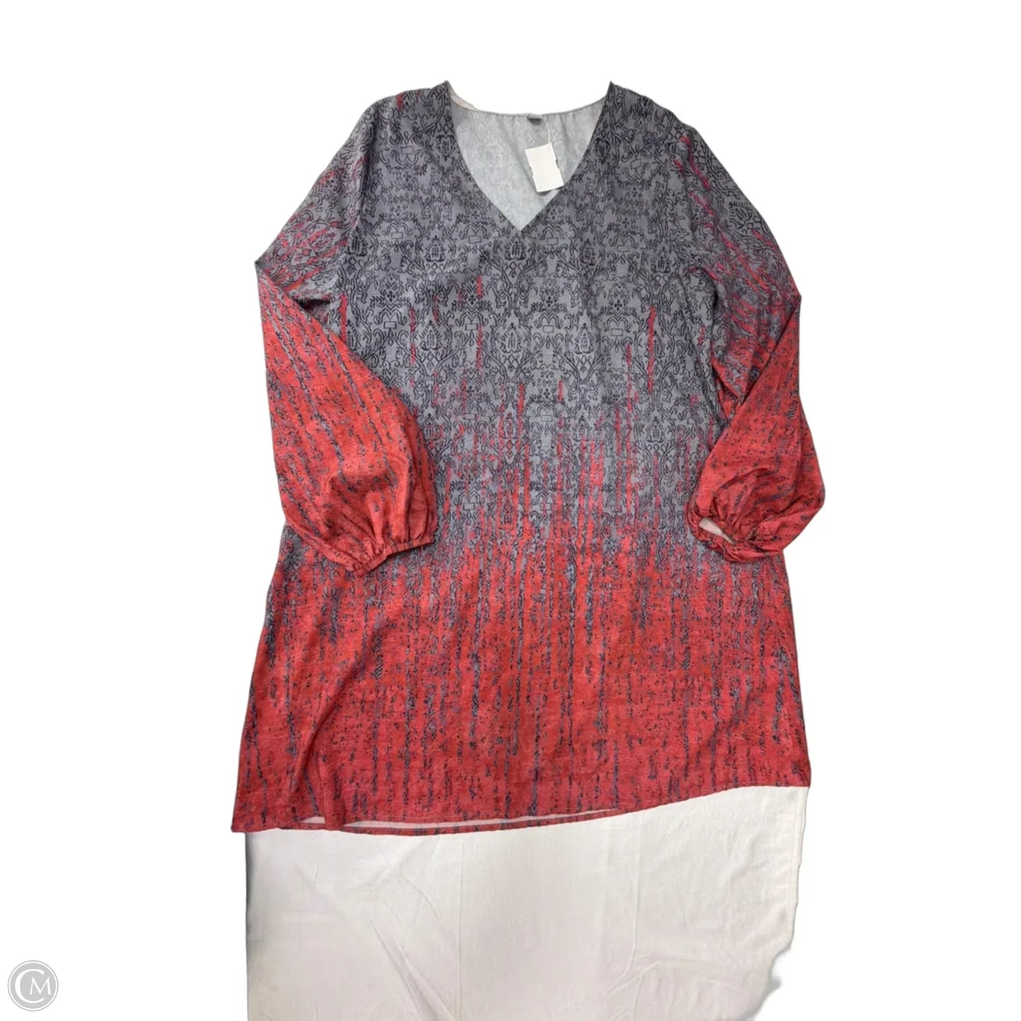 Dress Casual Midi By Clothes Mentor In Grey & Red, Size: L