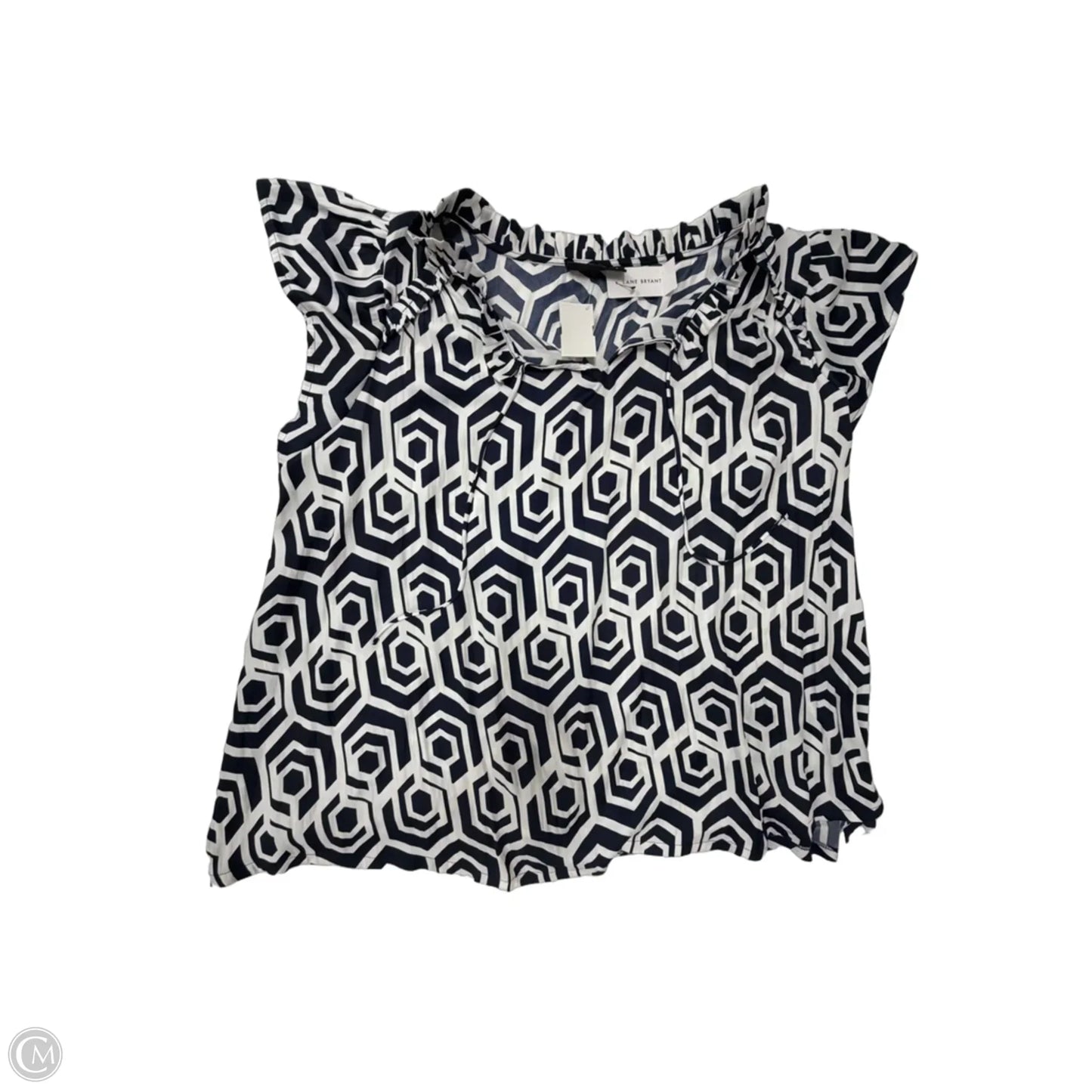 Top Short Sleeve By Lane Bryant In Blue & White, Size: 2x