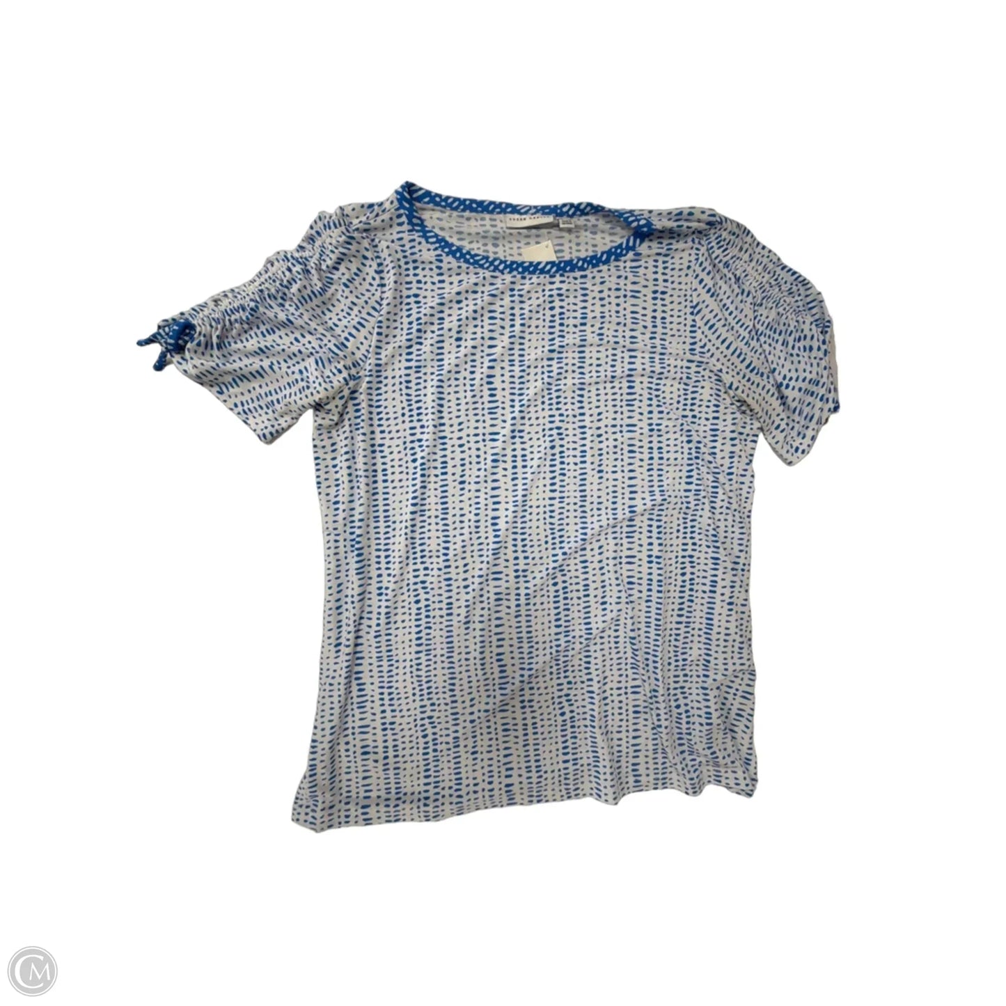 Top Short Sleeve By Susan Graver In Blue & White, Size: L