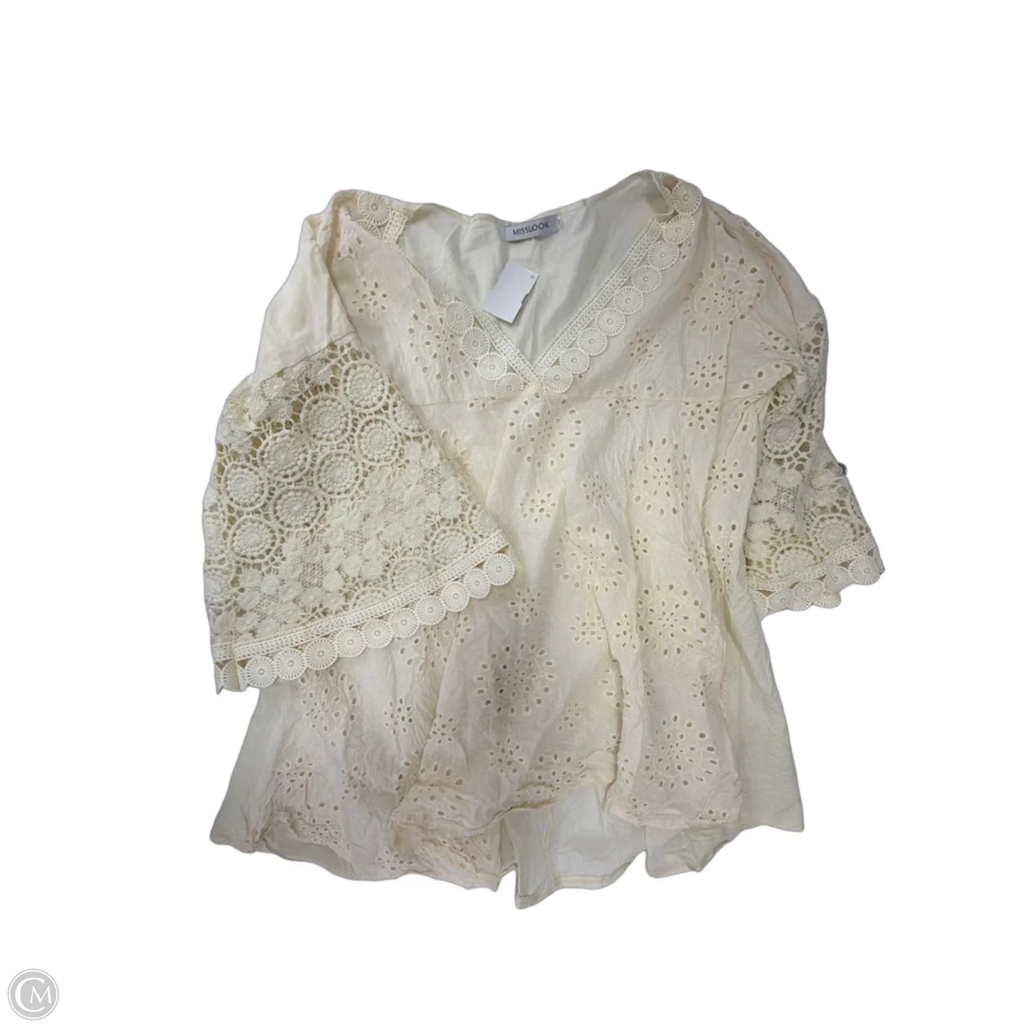 Tunic Long Sleeve By Misslook In Cream, Size: 2x