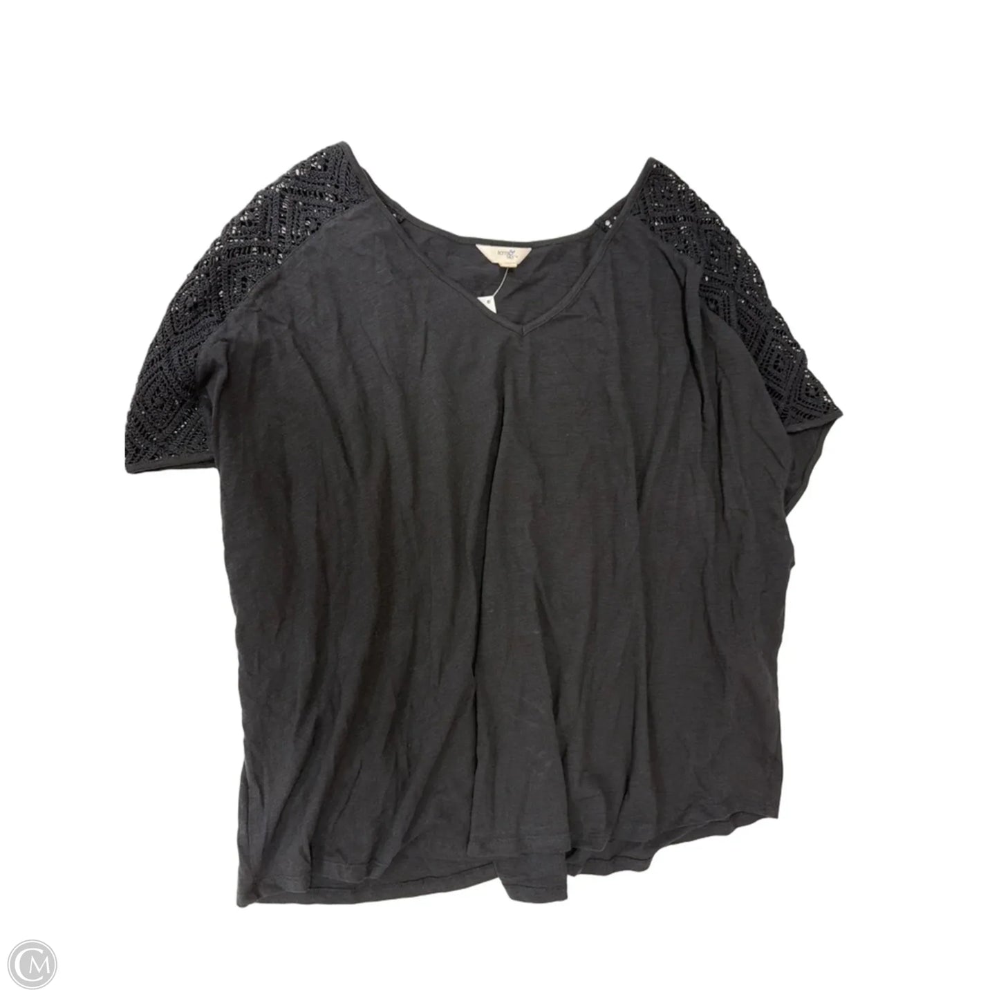 Top Short Sleeve By Terra & Sky In Black, Size: 4x