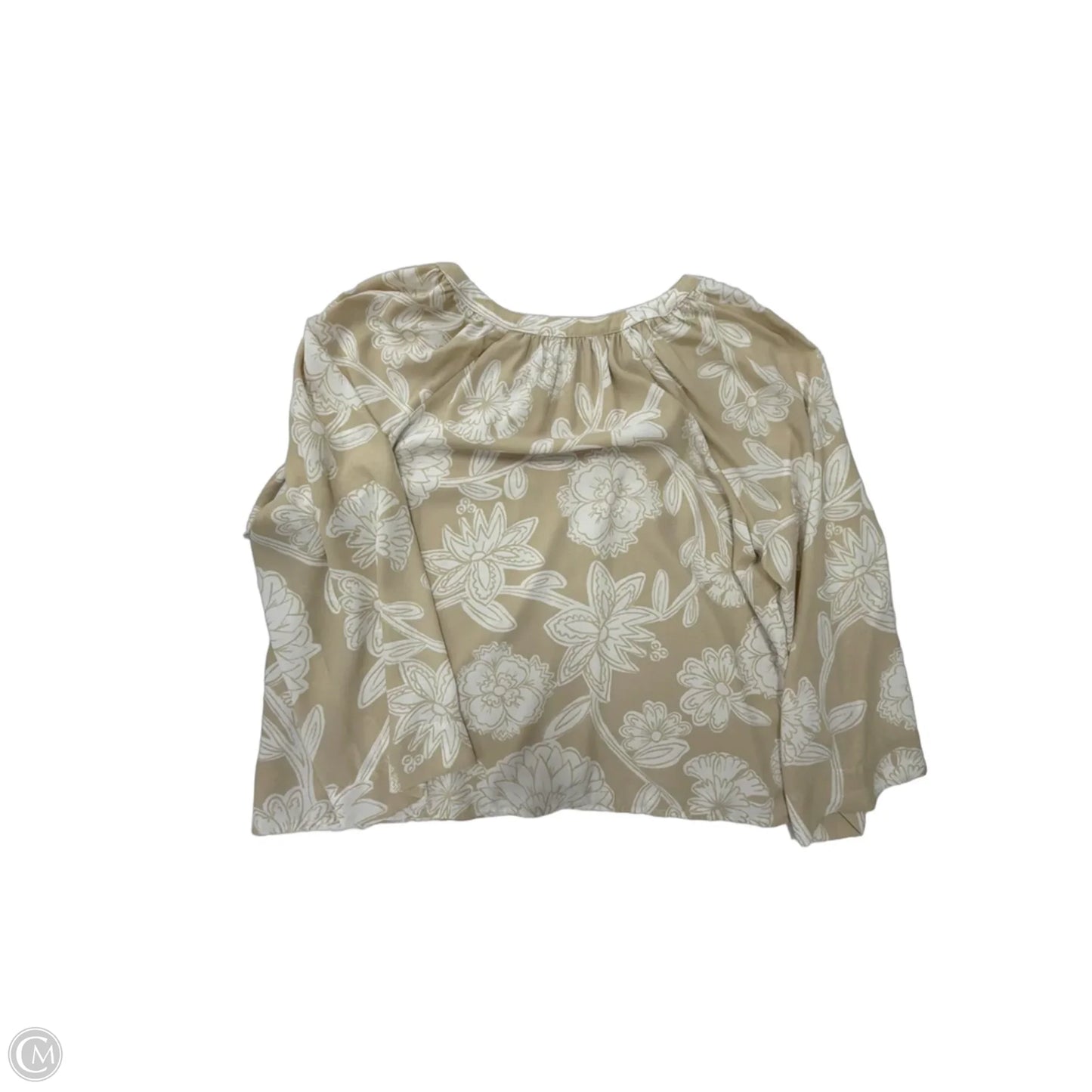 Top Long Sleeve By Loft In Tan & White, Size: Mp