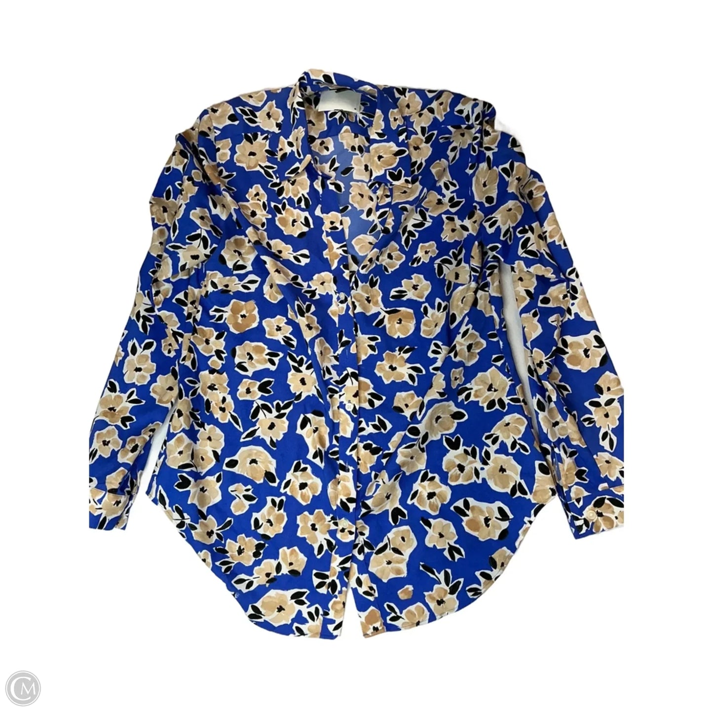 Top Long Sleeve By Ann Taylor In Blue & Brown, Size: S