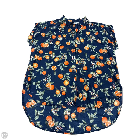 Top Short Sleeve By Loft In Blue & Orange, Size: L