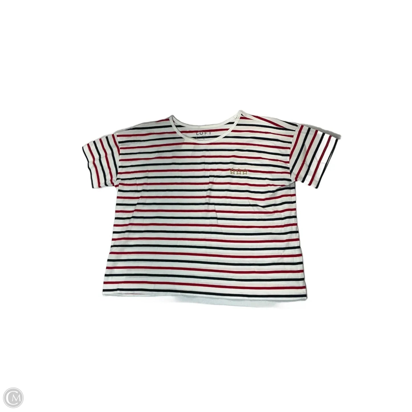 Top Short Sleeve Basic By Loft In Striped Pattern, Size: S