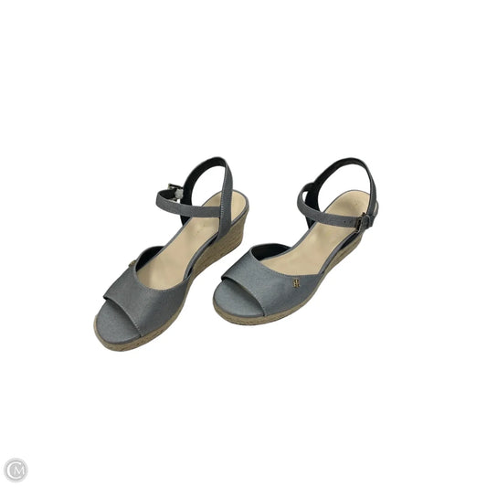 Sandals Heels Wedge By Tommy Hilfiger In Blue, Size: 9.5