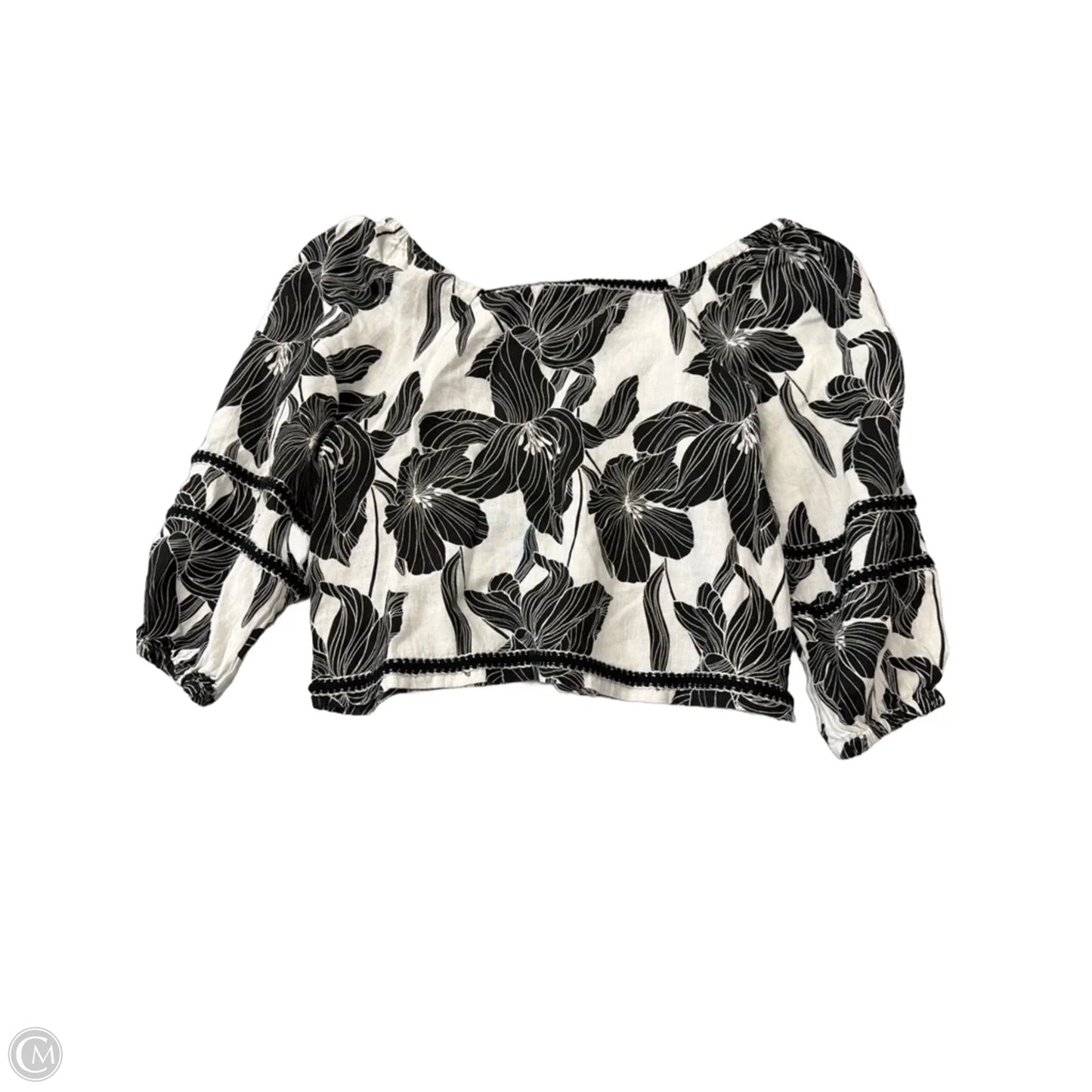 Top Long Sleeve By Tahari In Black & White, Size: S