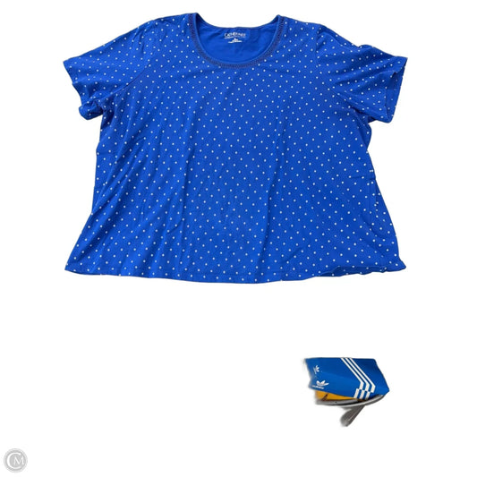 Top Short Sleeve By Catherines In Blue & White, Size: 3x