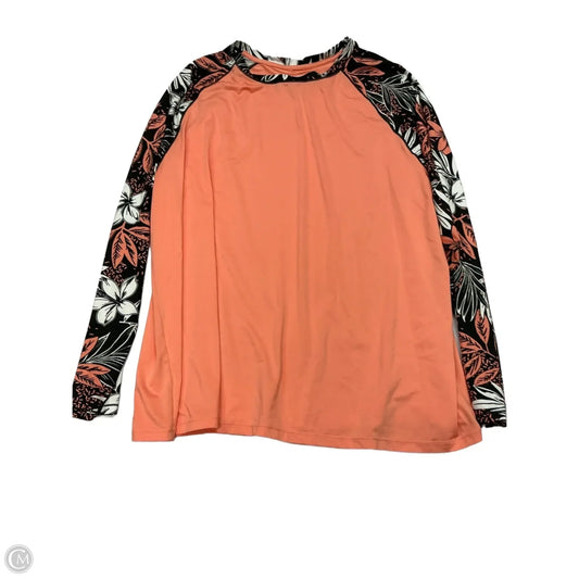 Athletic Top Long Sleeve Crewneck By Reel Legends In Black & Orange, Size: 2x