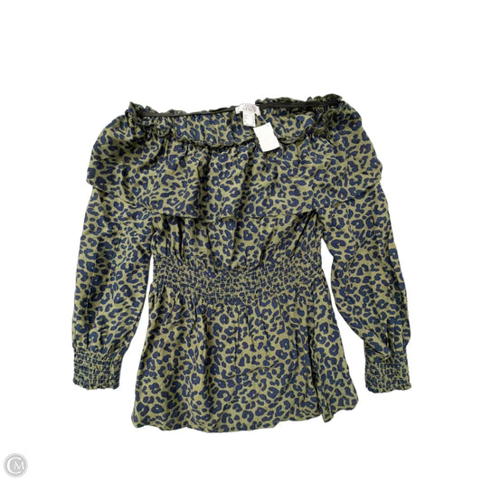 Top Long Sleeve By Lascana In Blue & Green, Size: Xs