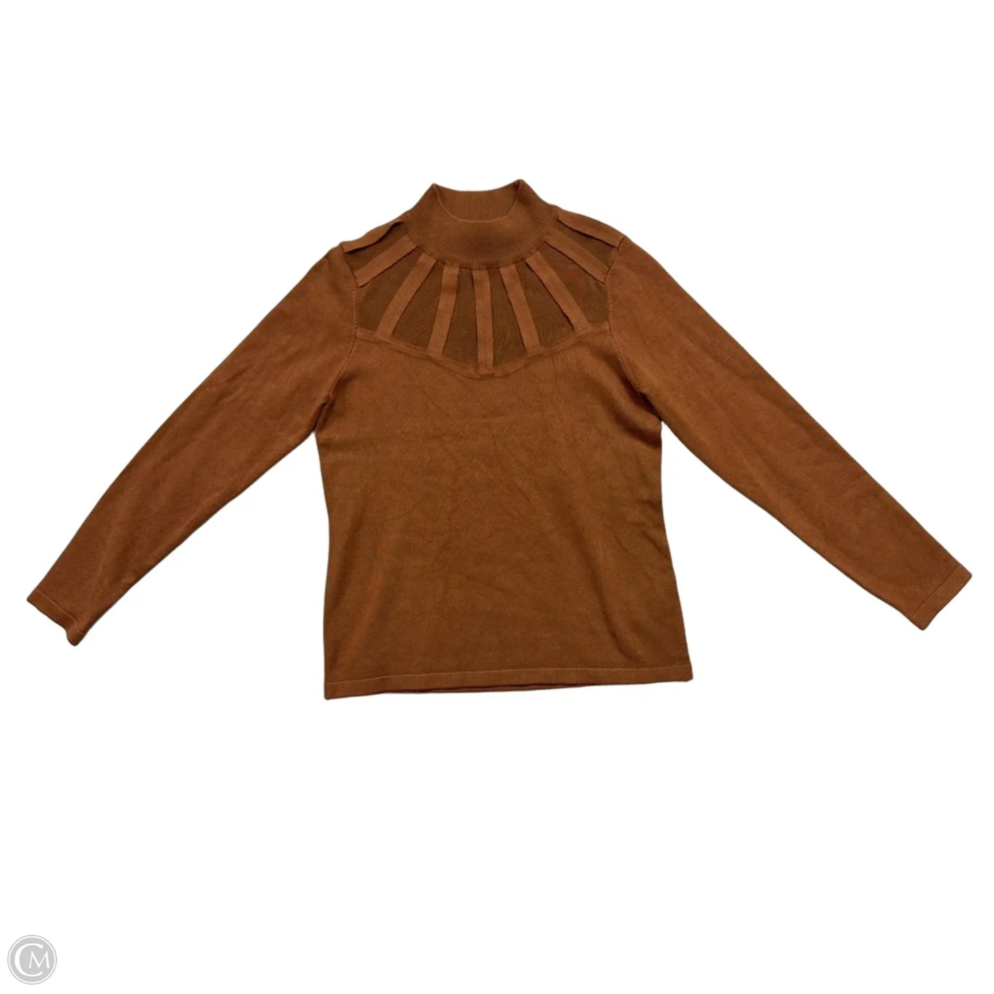 Top Long Sleeve By Carmen By Carmen Marc Valvo In Brown, Size: M