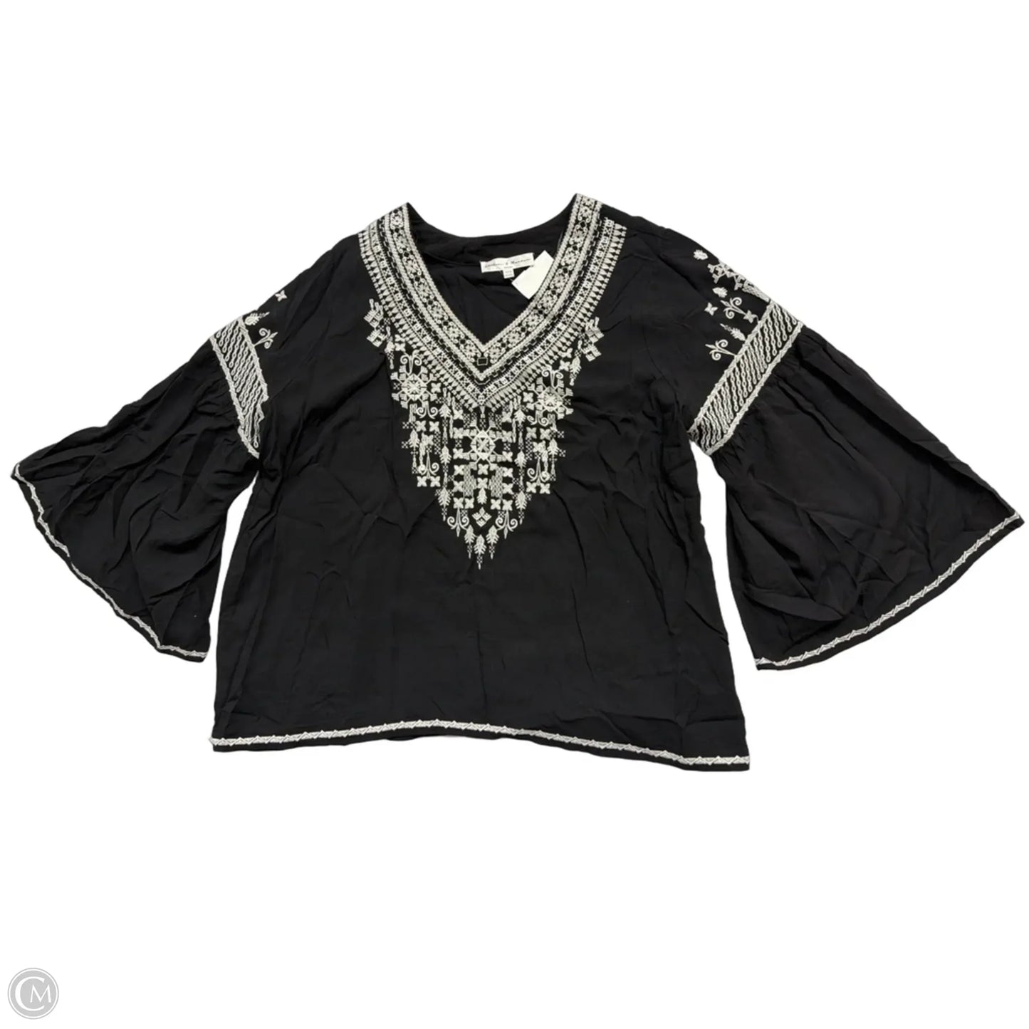 Top Long Sleeve By Chelsea And Theodore In Black & White, Size: 1x