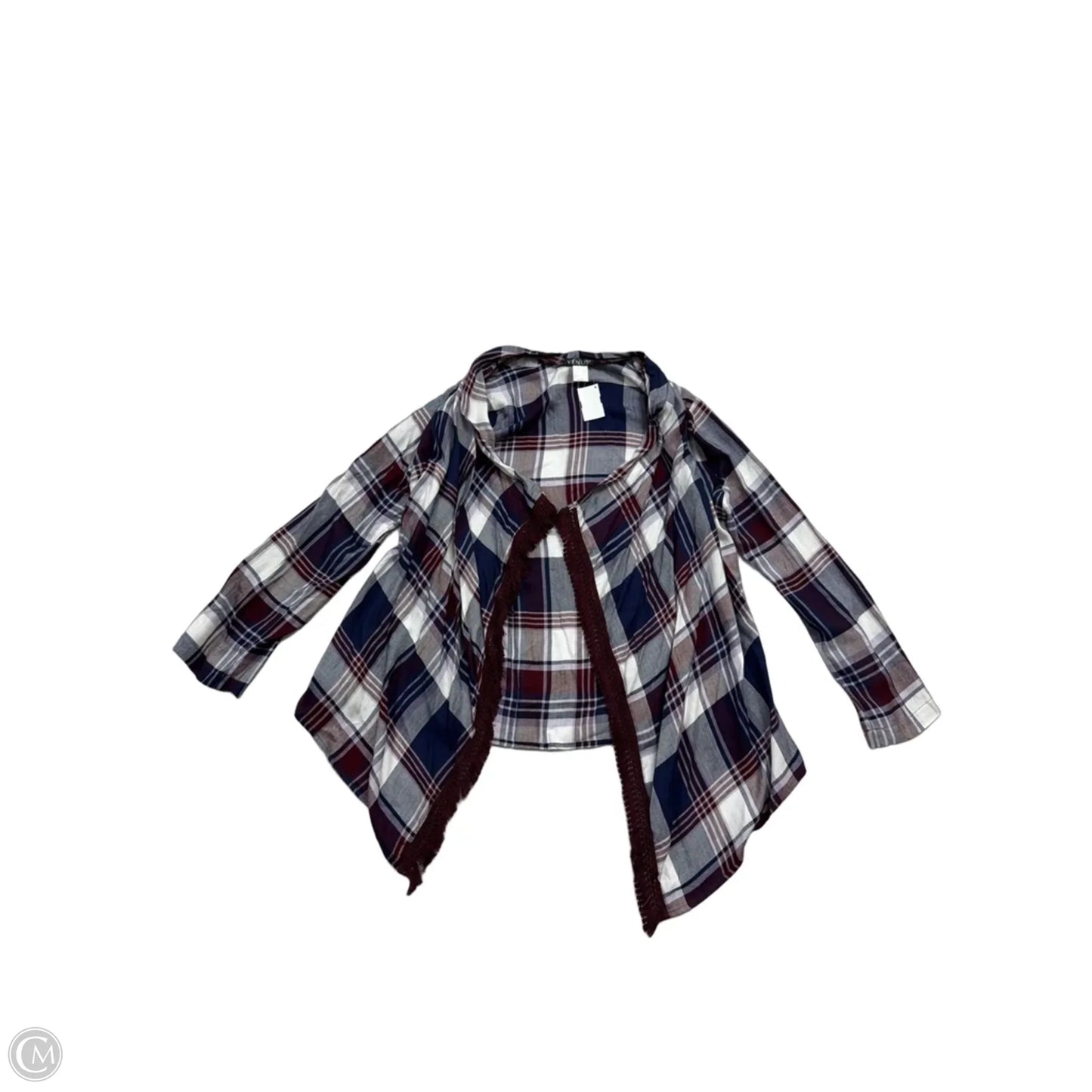 Cardigan By Venus In Plaid Pattern, Size: M