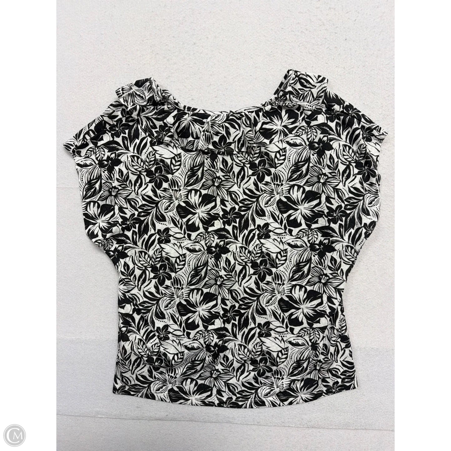 Top Short Sleeve By Hearts Of Palm In Black & White, Size: Xl