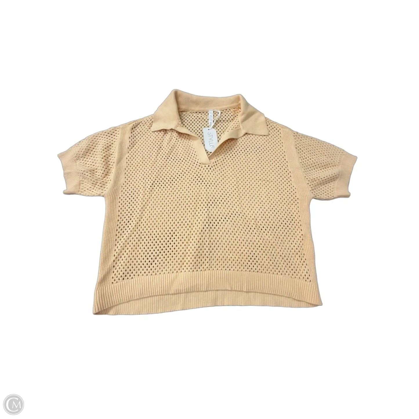 Sweater Short Sleeve By Stylus In Peach, Size: 1x