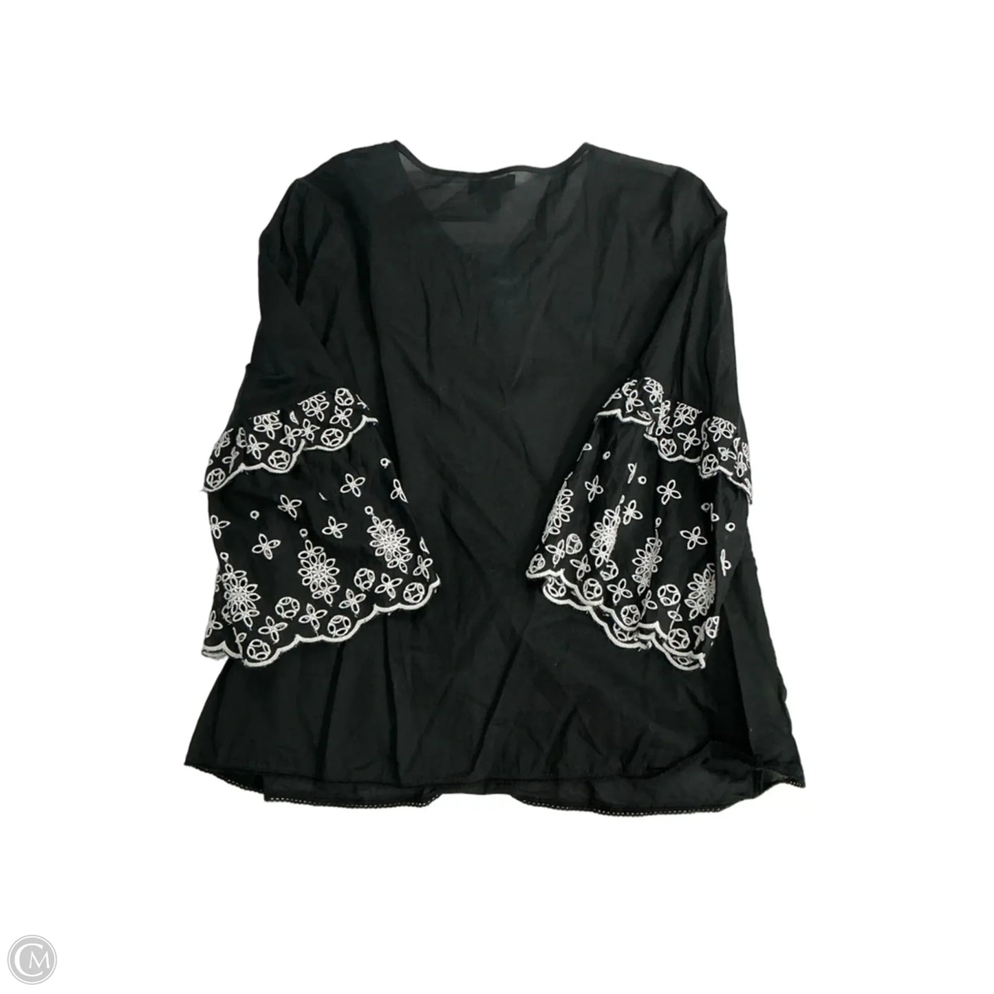 Top Long Sleeve By Ana In Black & White, Size: L