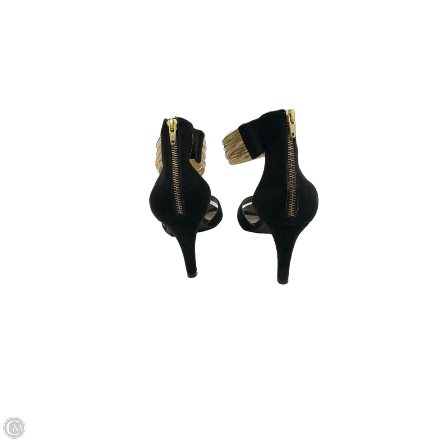 Sandals Heels Kitten By Aerosoles In Black & Gold, Size: 9.5