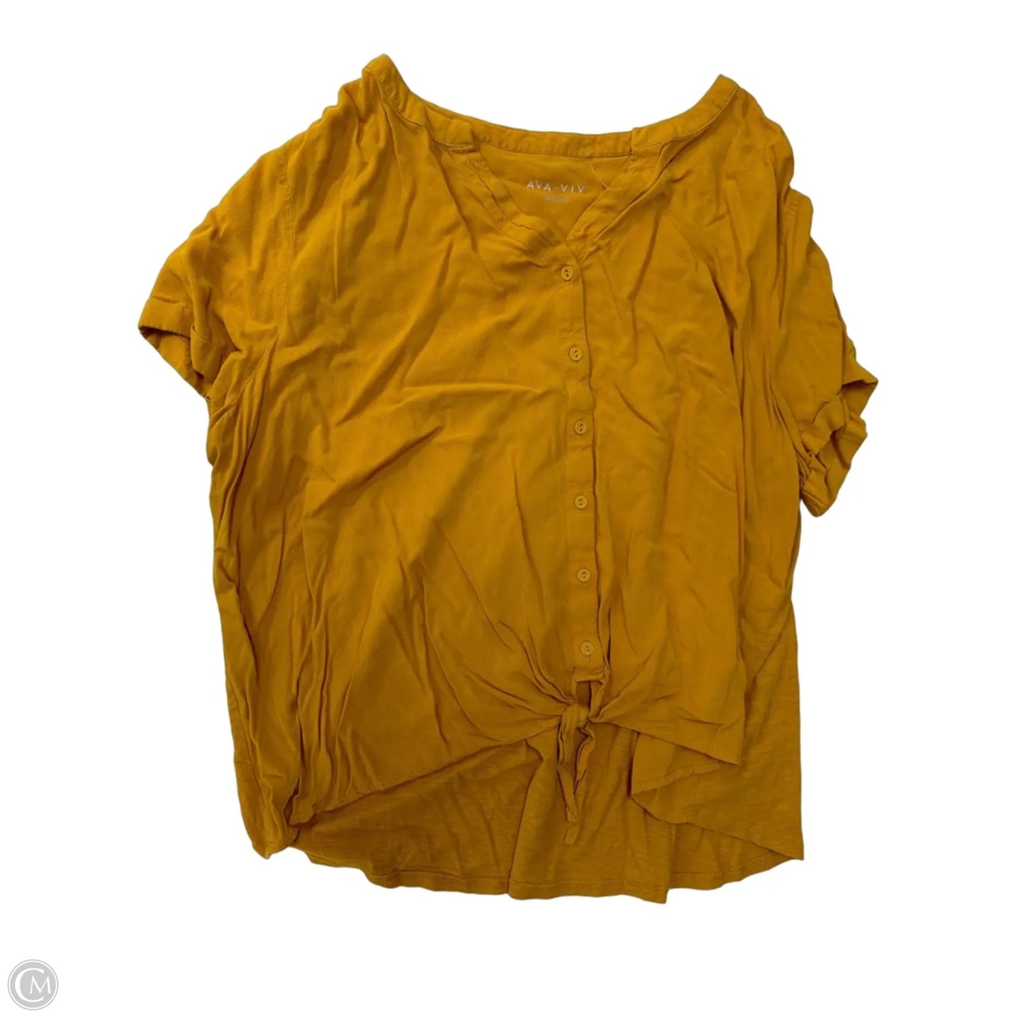 Top Short Sleeve By Ava & Viv In Yellow, Size: 2x