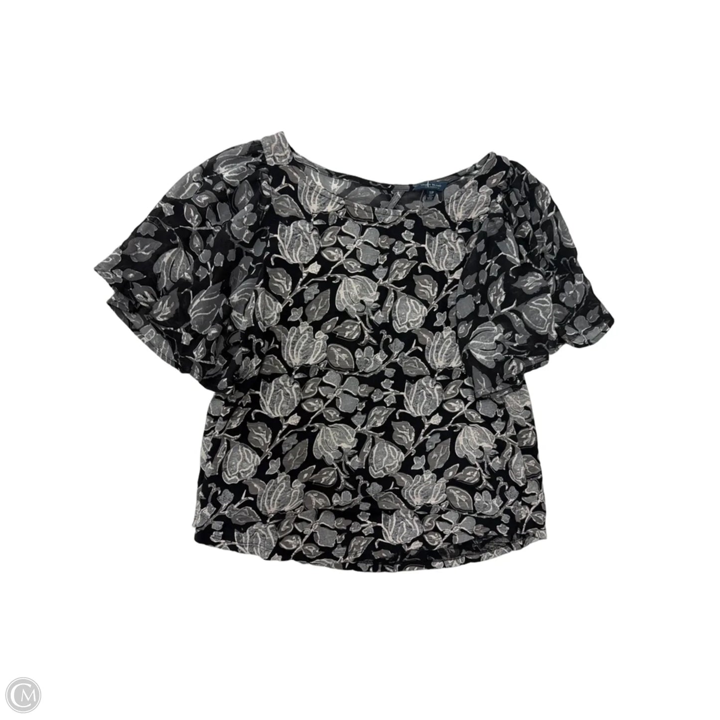 Top Short Sleeve By Lucky Brand In Black & Grey, Size: S