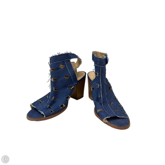 Sandals Heels Block By Clothes Mentor In Blue Denim, Size: 9