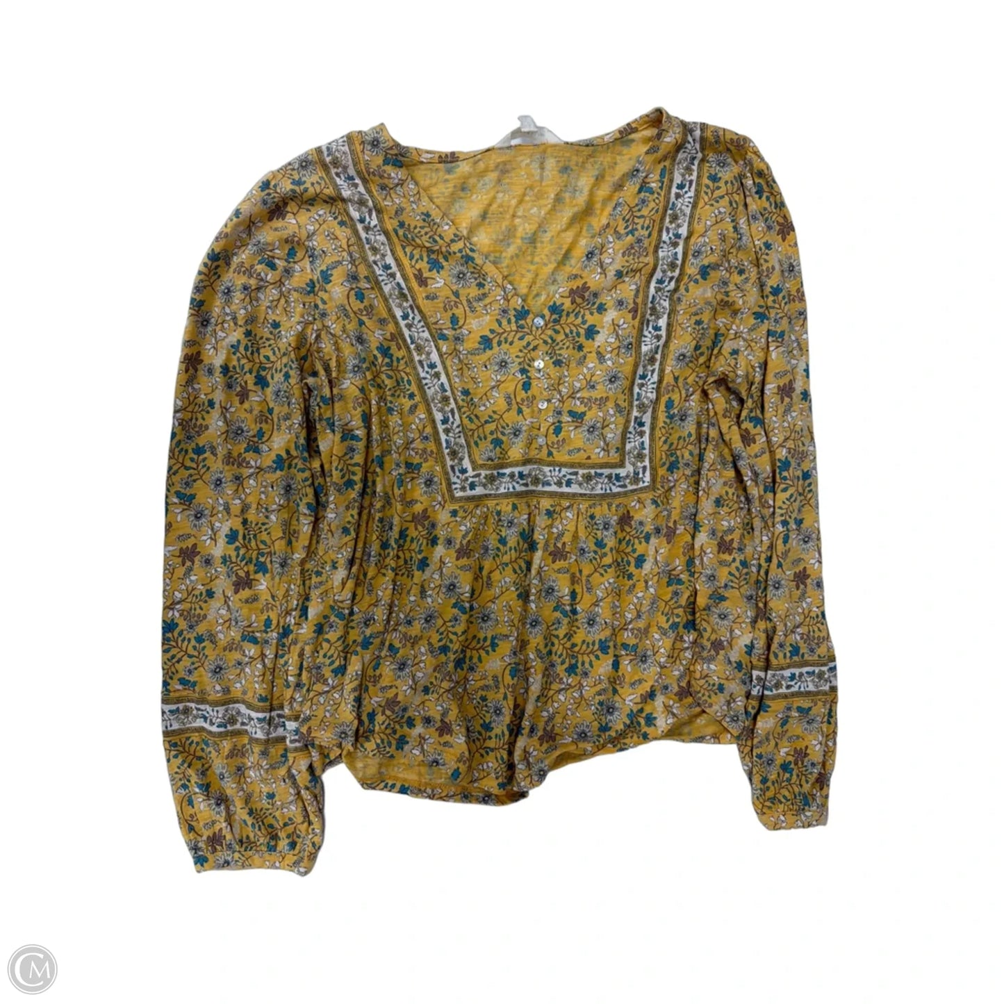 Top Long Sleeve By Lucky Brand In Yellow, Size: L
