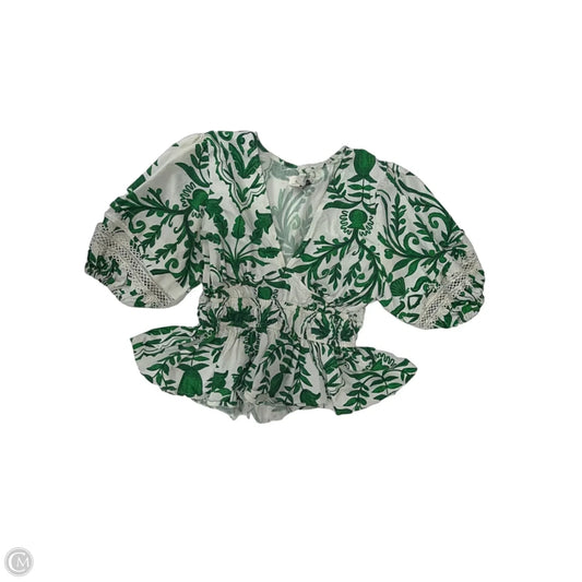 Top Short Sleeve By Clothes Mentor In Green & White, Size: M