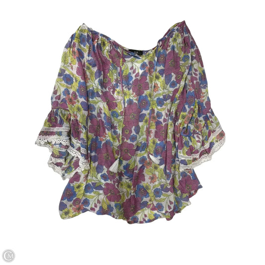 Top 3/4 Sleeve By Agb In Floral Print, Size: 3x