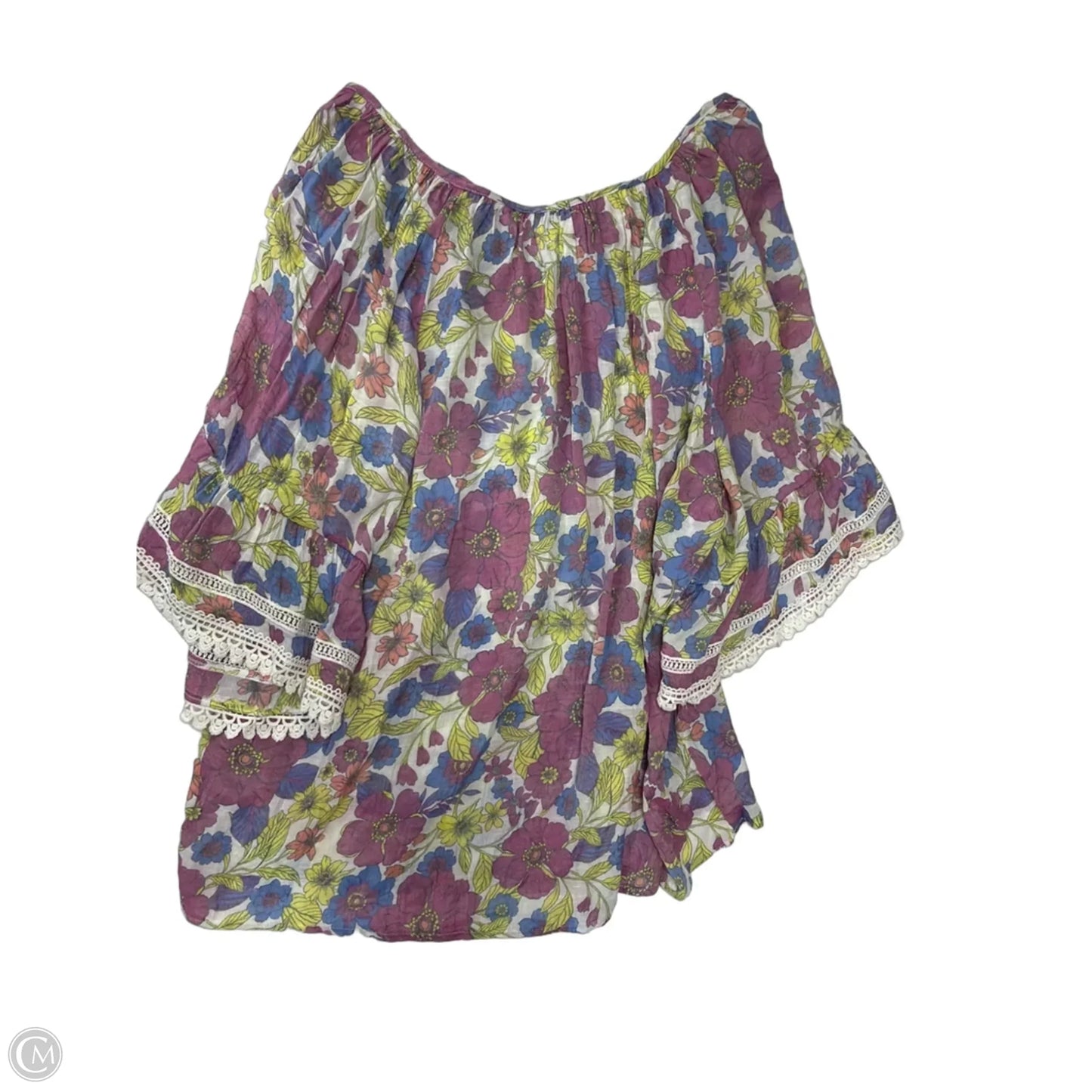 Top 3/4 Sleeve By Agb In Floral Print, Size: 3x