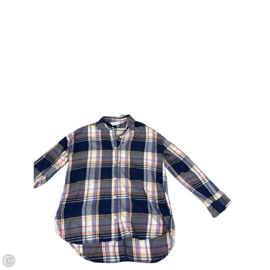 Top Long Sleeve By Old Navy In Plaid Pattern, Size: M