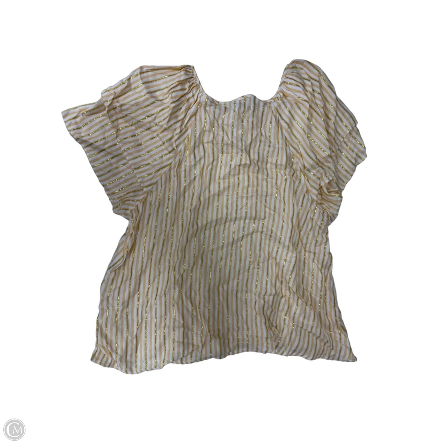 Top Short Sleeve By Adrienne Vittadini In Striped Pattern, Size: 2x