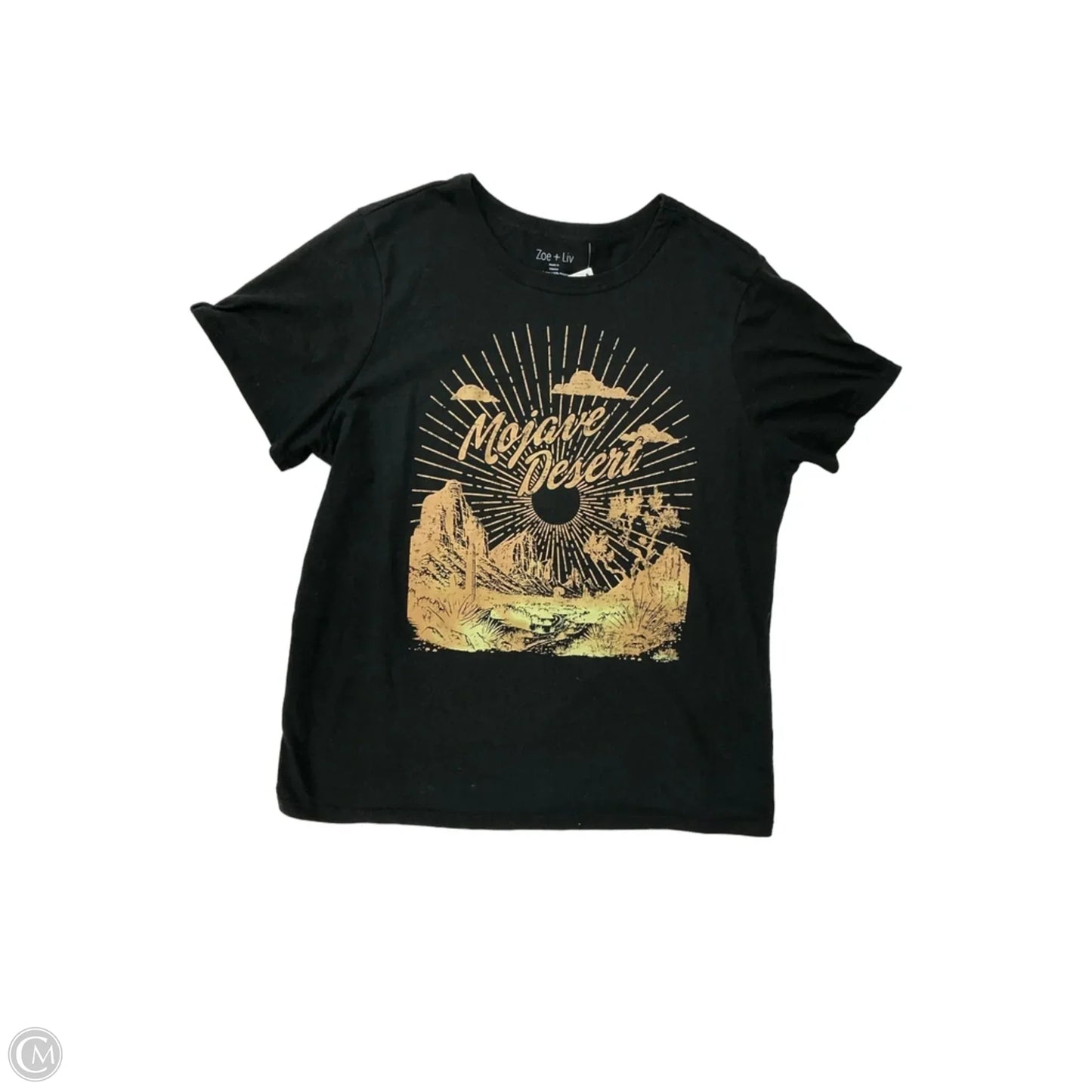 Top Short Sleeve By Zoe And Liv In Black & Brown, Size: L