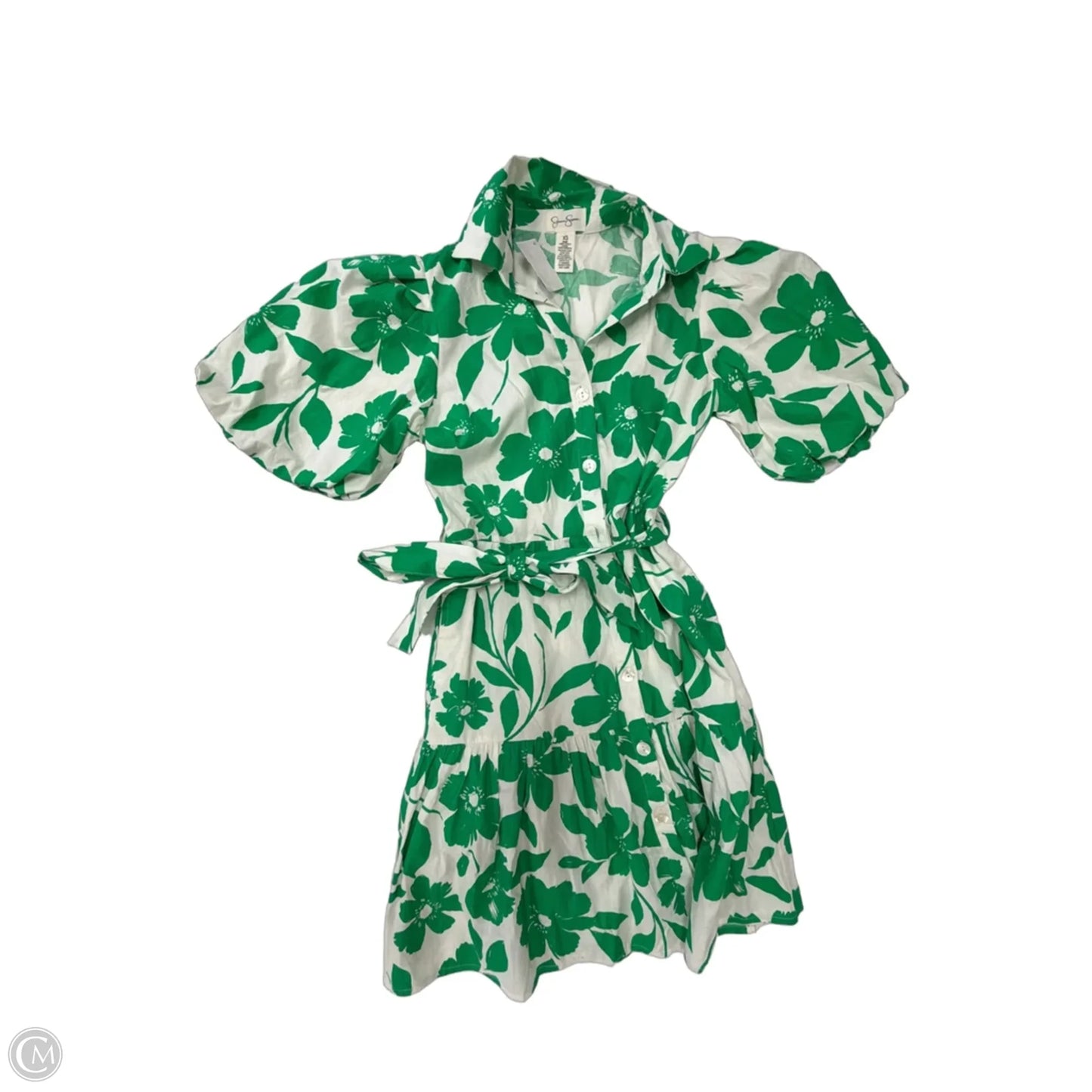 Dress Casual Midi By Jessica Simpson In Green & White, Size: Xs