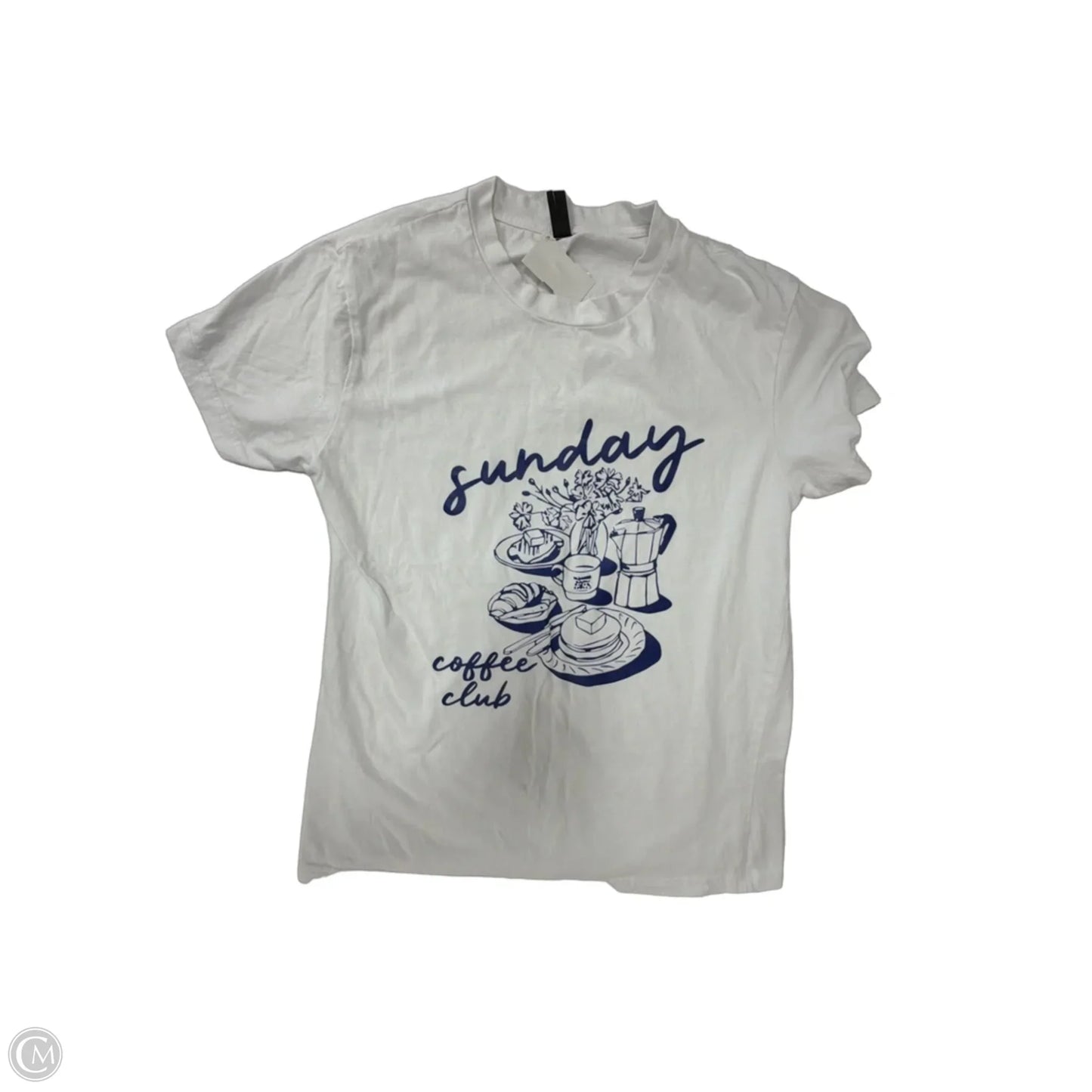 Top Short Sleeve By Clothes Mentor In Blue & White, Size: M