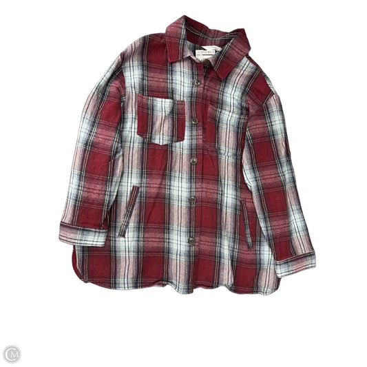 Top Long Sleeve By Cj Banks In Plaid Pattern, Size: 1x