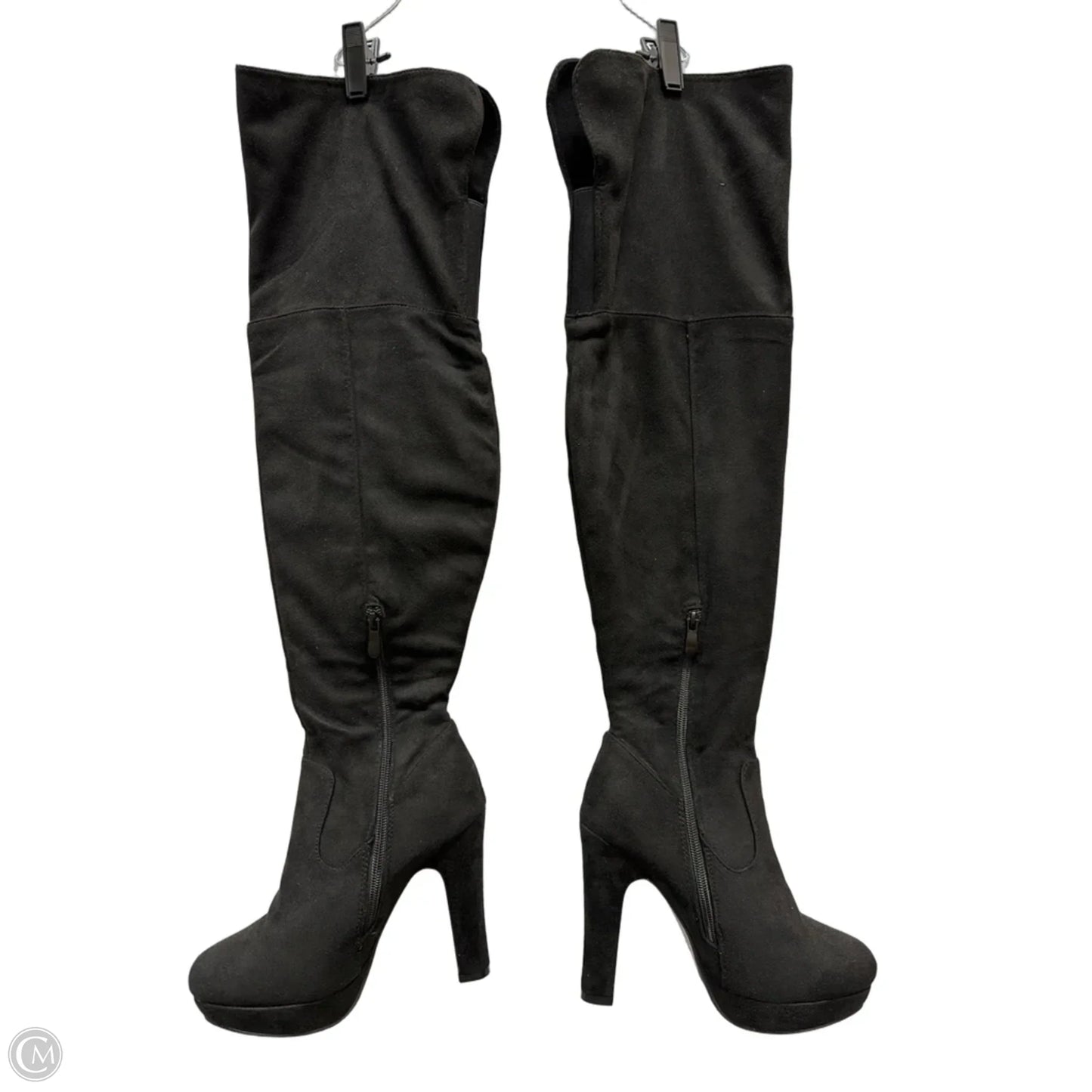 Boots Mid-calf Heels By Clothes Mentor In Black, Size: 7.5