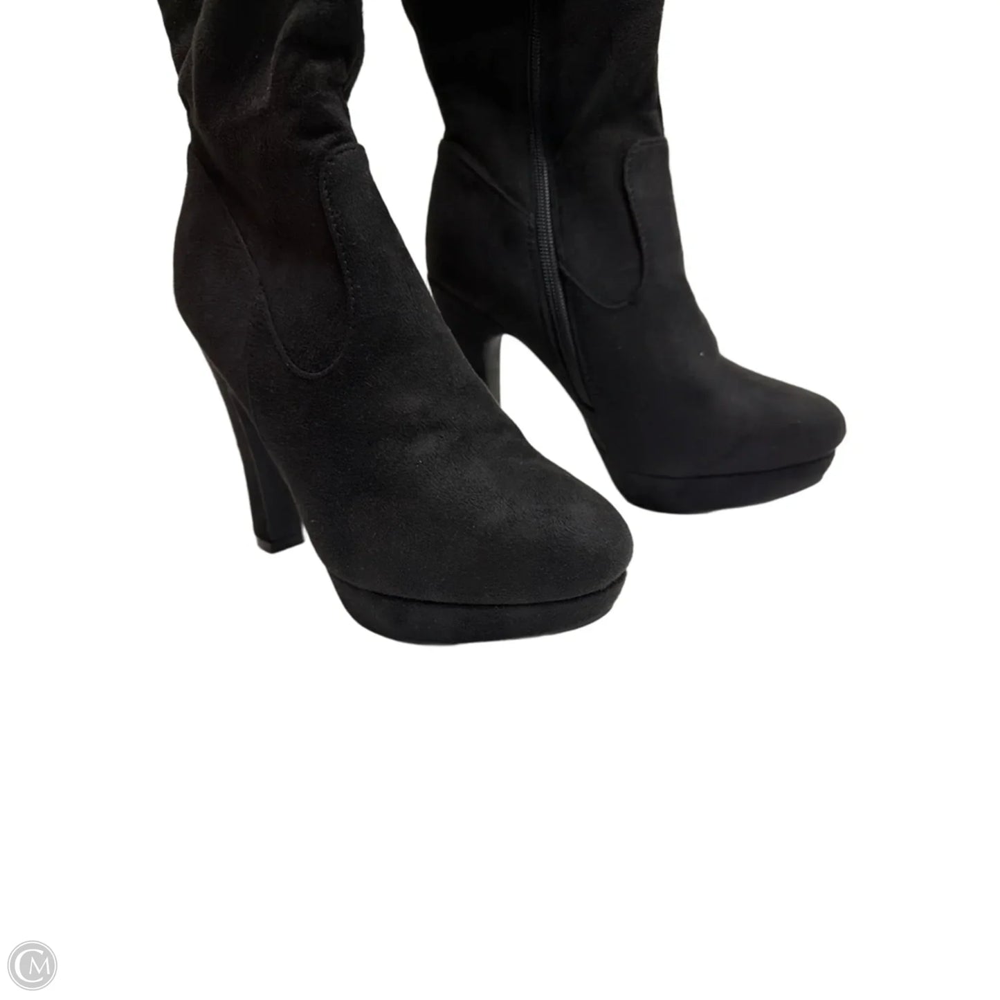 Boots Mid-calf Heels By Clothes Mentor In Black, Size: 7.5