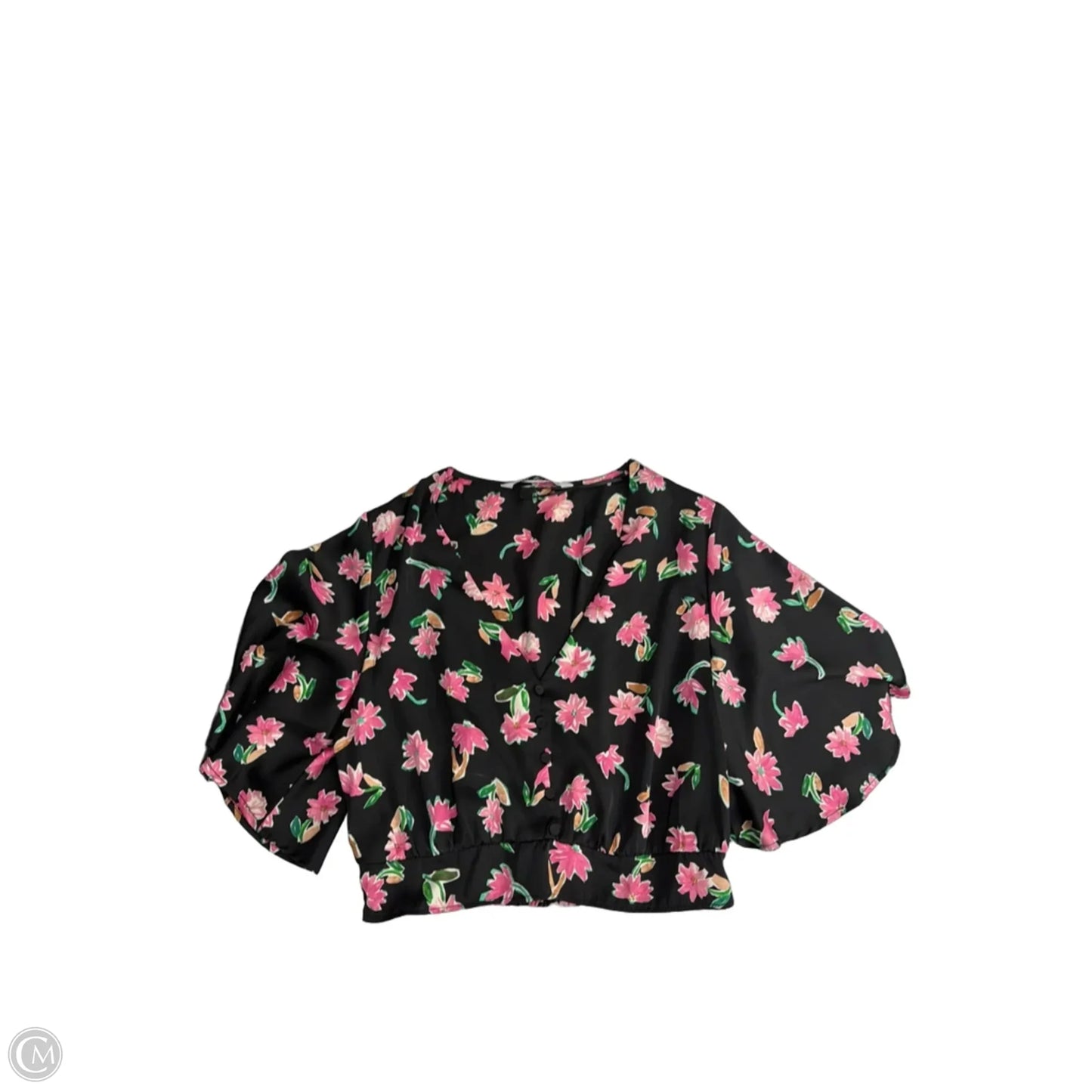 Top Short Sleeve By Zara In Floral Print, Size: M